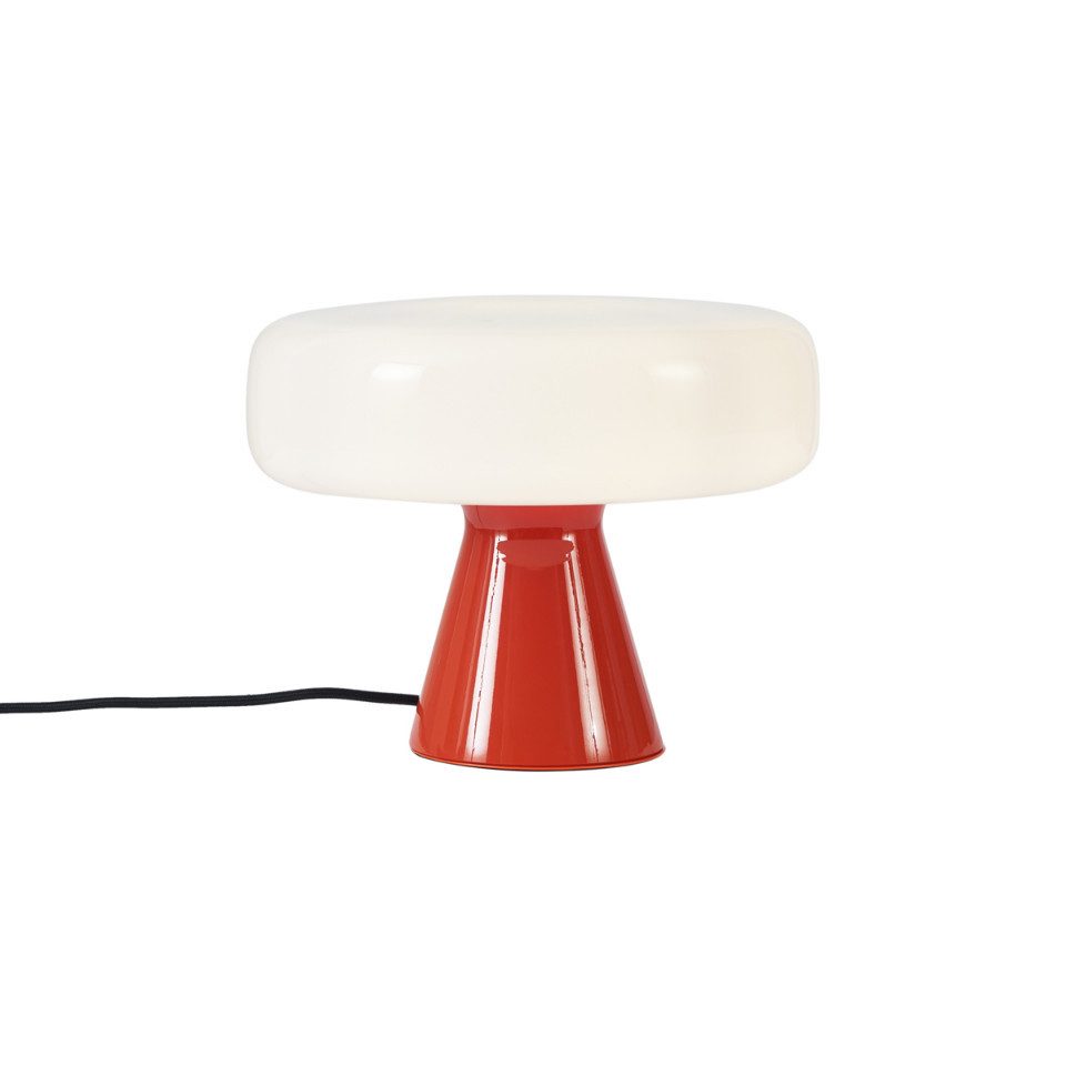 Qazqa Tischleuchte Knop, ohne Leuchtmittel, E27, Rot, Retro, Glas, 1-flammig