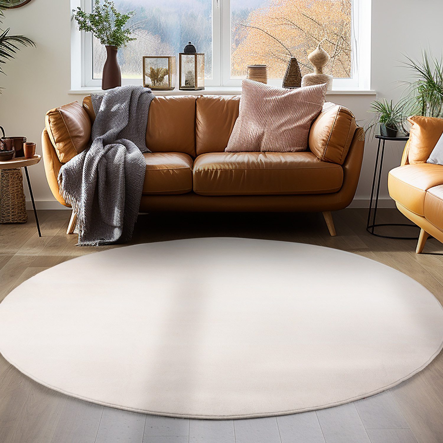 Carpettex Veloursteppich Unicolor - Einfarbig, Rund, Höhe: 7 mm, Moderner F günstig online kaufen