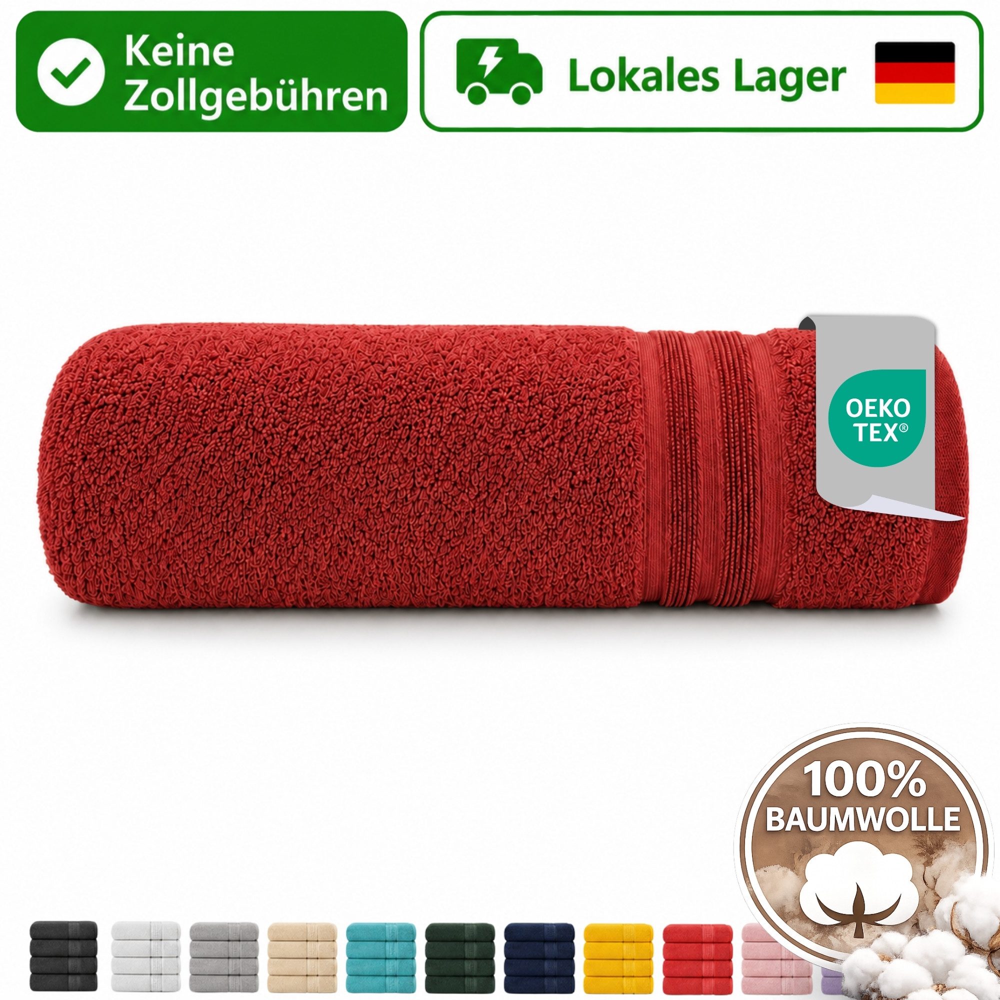 Komfortec Handtücher 1er Handtuch 100% Baumwolle, saugfähig, 4 Größen, 15 Farben, 100% Baumwolle (1-St)