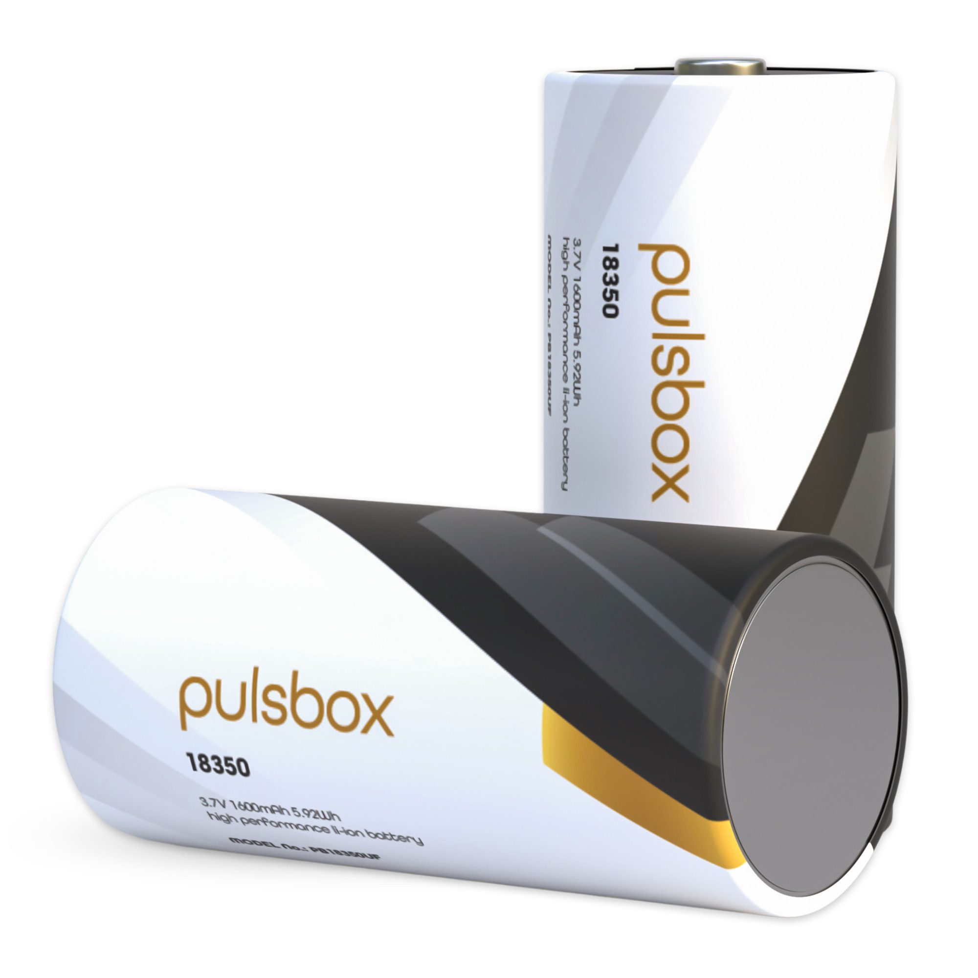 pulsbox 18350 Akku Li-Ion 1600mAh 8A - Flat Top/Button Top Batterie 2 x Akku