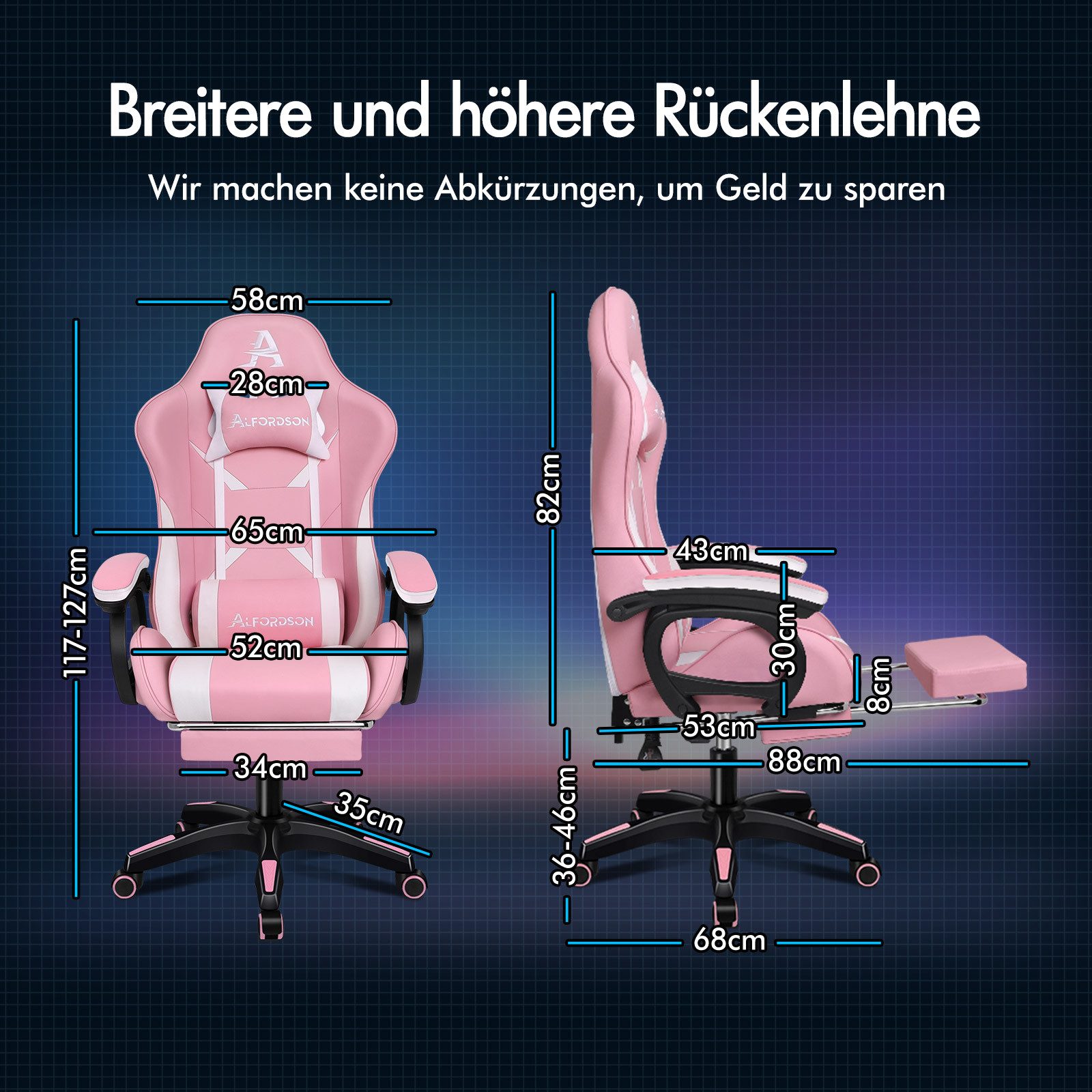 ALFORDSON Gaming-Stuhl mit Massage-Lendenkissen, X-Large, 5 Massagemodi, US günstig online kaufen