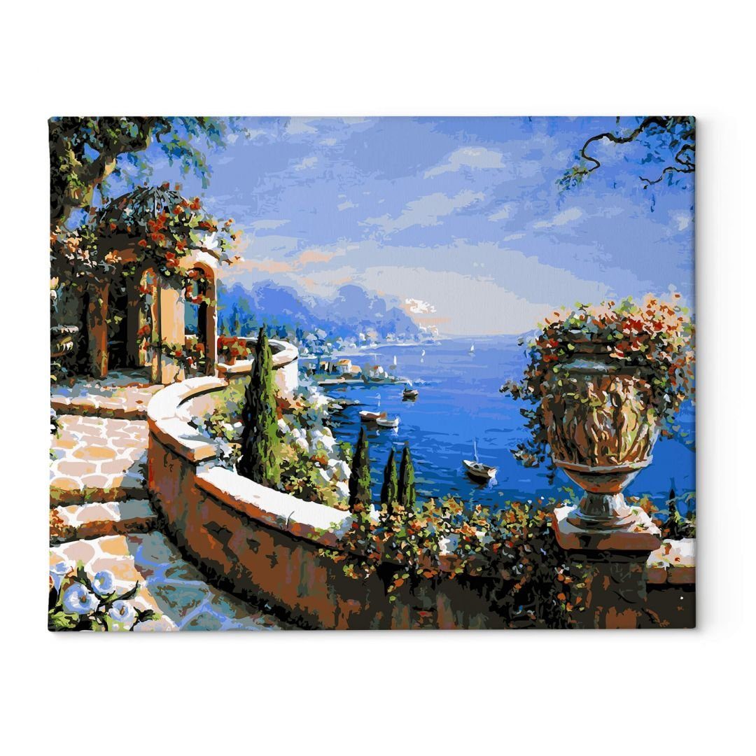 K&L Wall Art Leinwandbild Malen nach Zahlen Malset Mediterran Acryl