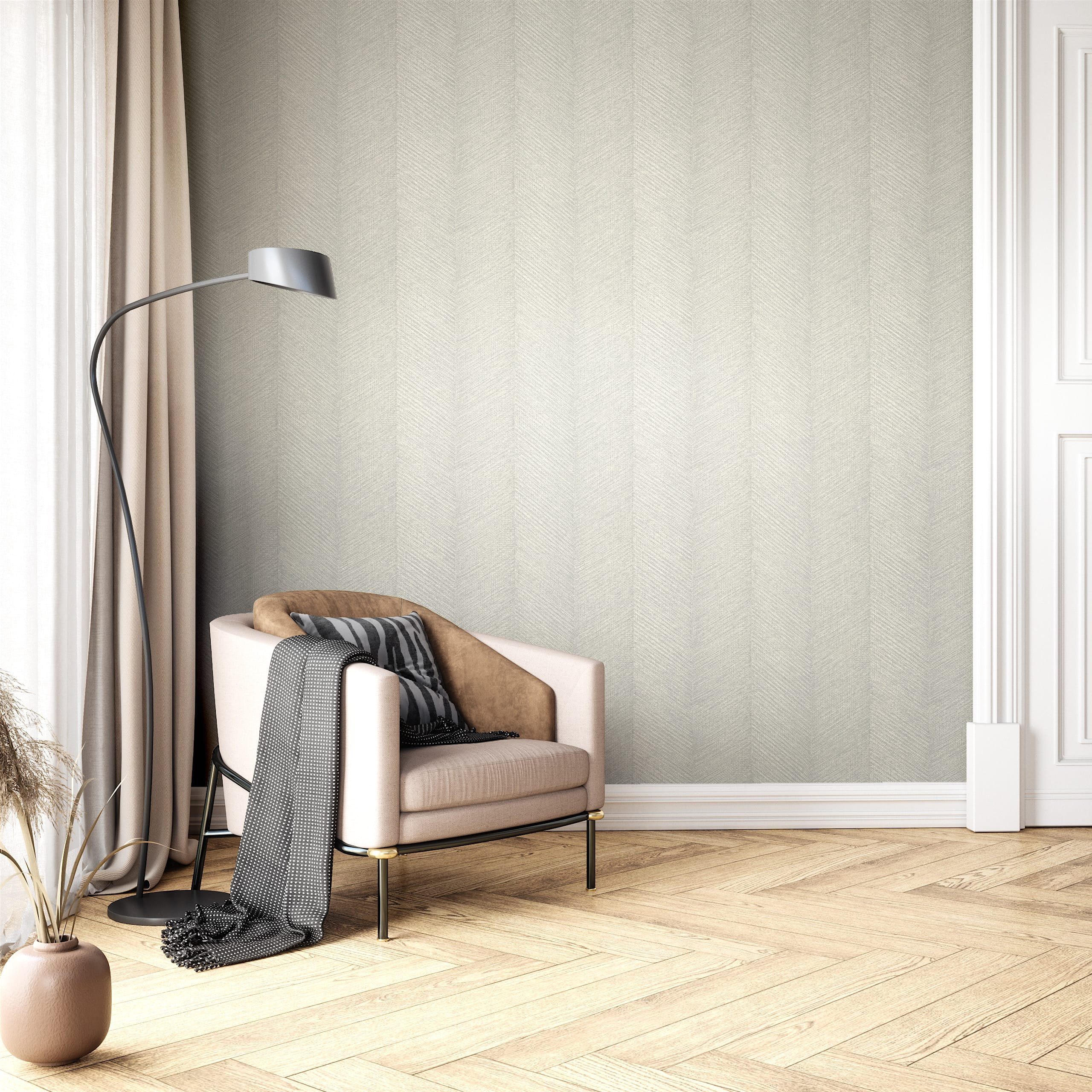 Newroom Vliestapete Kihmo Grey Tapete Mustertapete Streifen,Linien,Textil, Grau Tapete Streifen Streifen - Mustertapete Streifentapete Hellgrau Silber Modern Gr – Bild 5 von 5