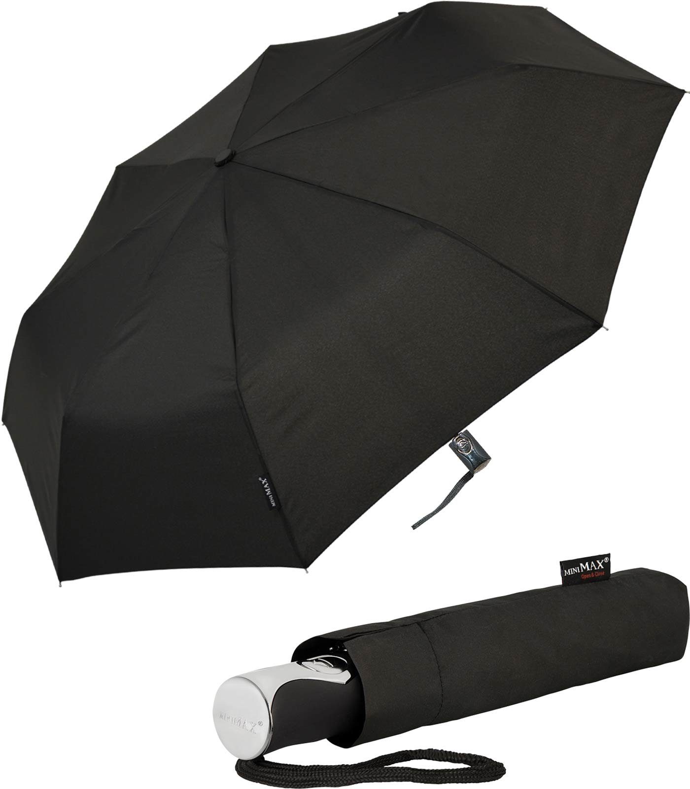 Taschenregenschirm miniMAX® mit Auf-Zu-Automatik windsicher uni