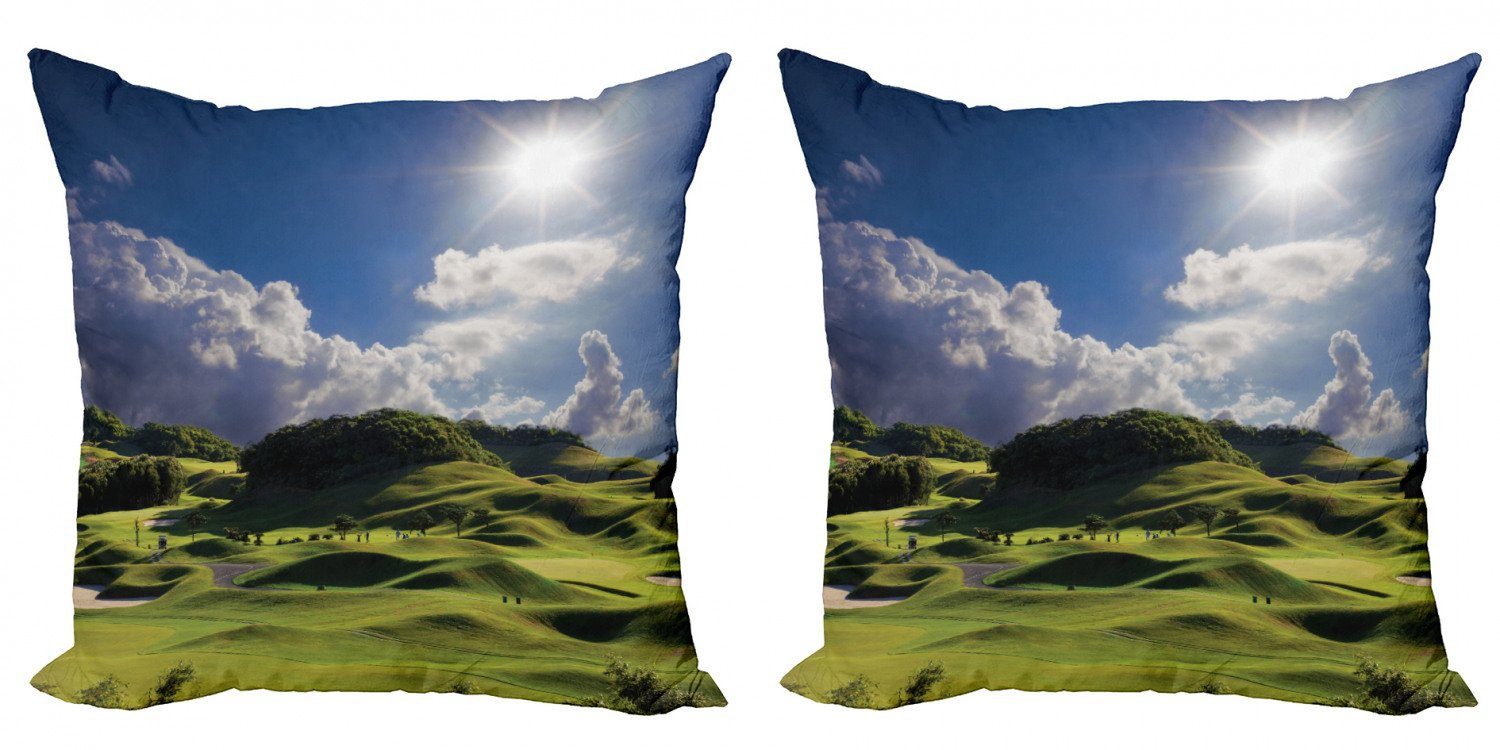 Modern Kissenbezüge Natur (2 Abakuhaus Accent Digitaldruck, Stück), Doppelseitiger Sommerweide Hills Grassy