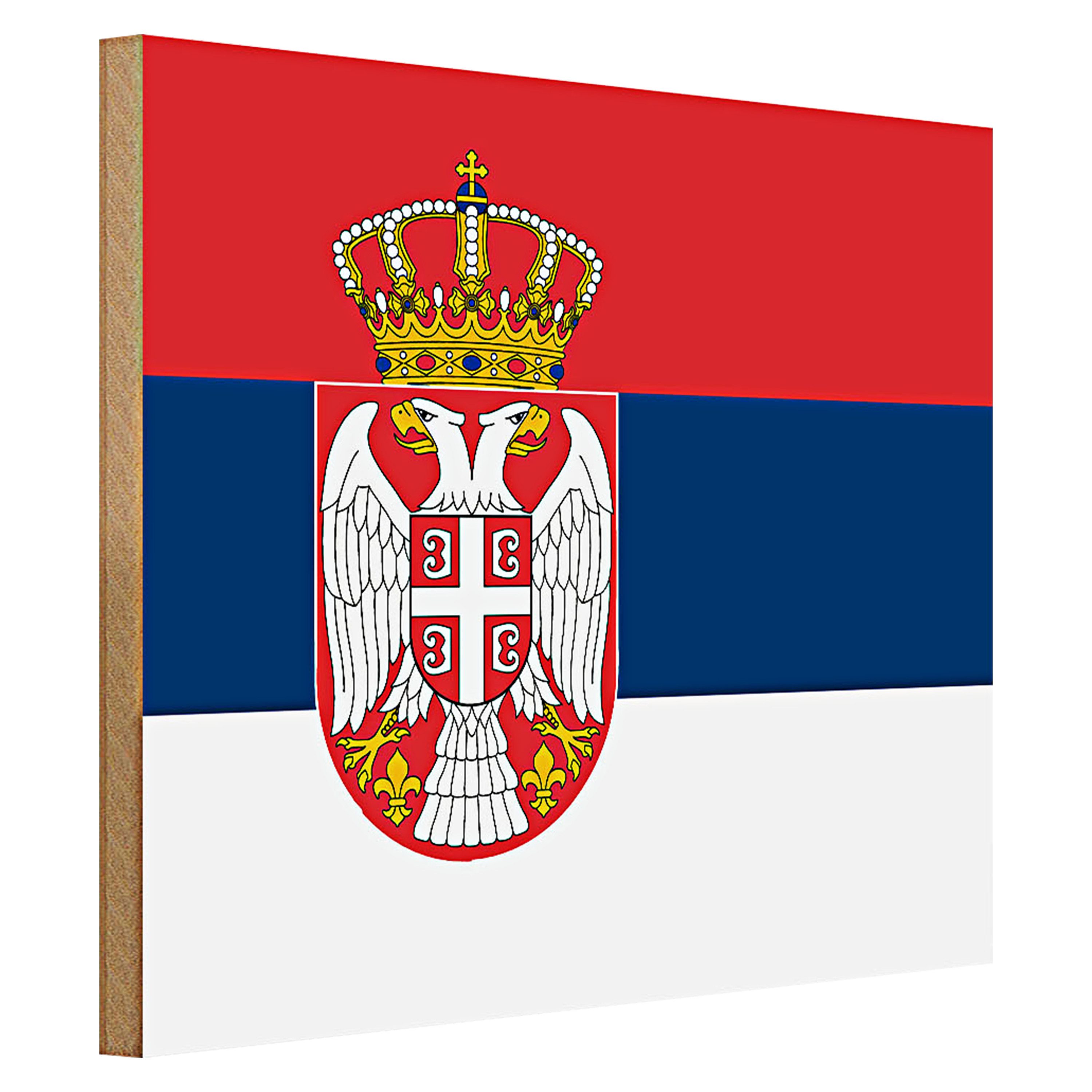 Roomando Holzbild Flagge Serbien 40x30cm Flag of Serbia