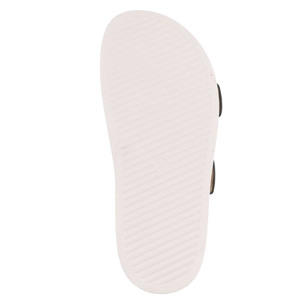 Ital-Design Damen Pantolette mit Schnallen und Fußbett Pantolette (91971016) Flach Pantoletten in Weiß