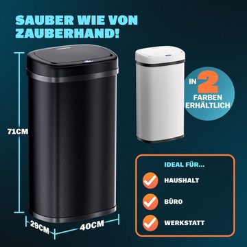 monzana Mülleimer, 58 L Automatik Sensor Mülleimer LED Display Müllbehälter berührungslos