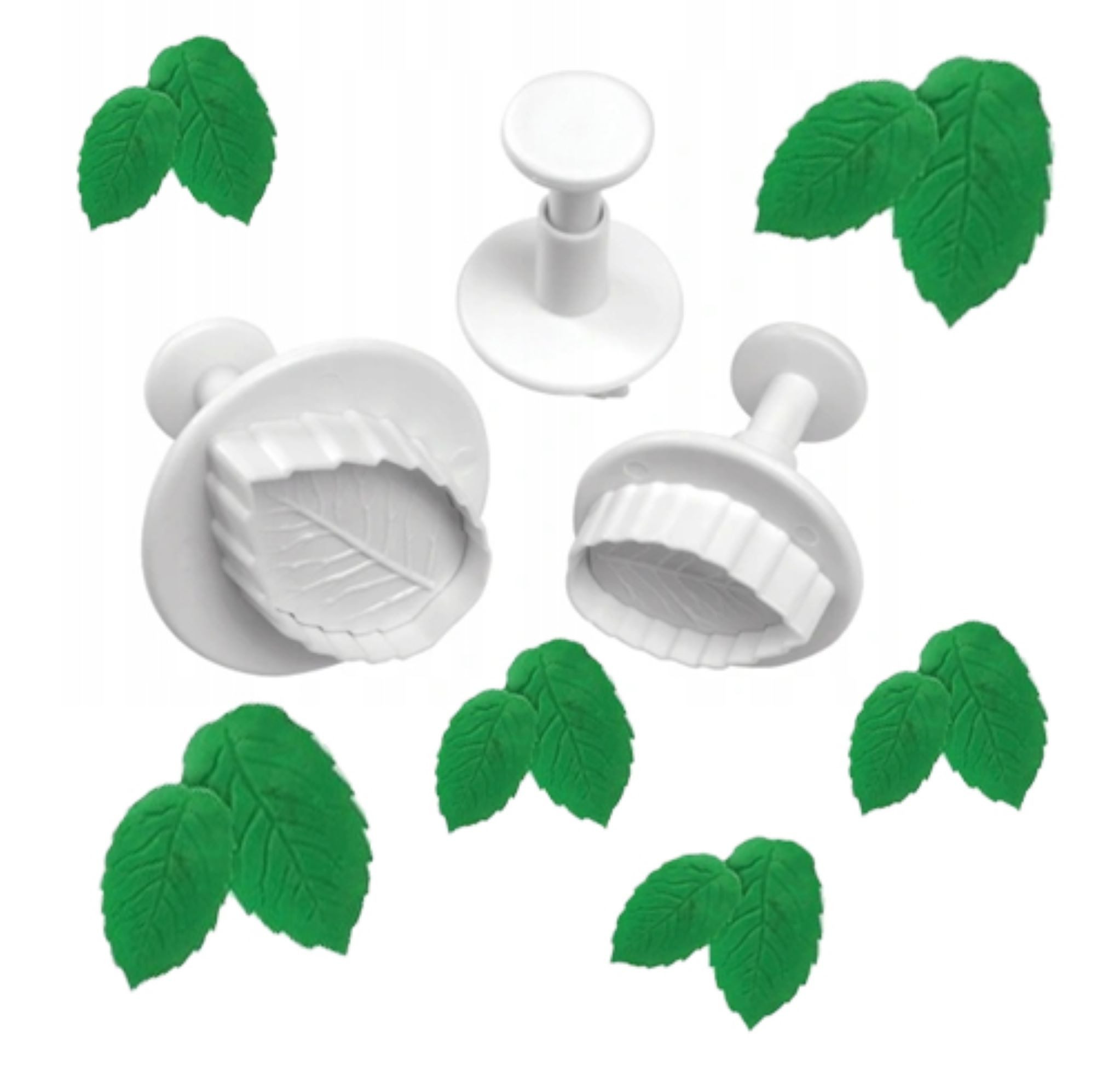 CakeLand Kugelausstecher Ausstecher mit Prägeplatten - 3 Stück Blätter zur Tortendekoration!