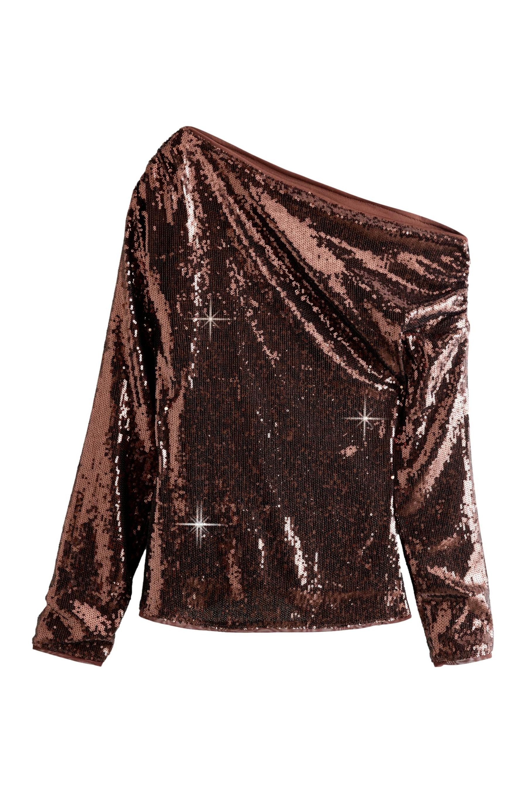 Next Paillettenshirt Drapiertes Paillettenoberteil mit langen günstig online kaufen