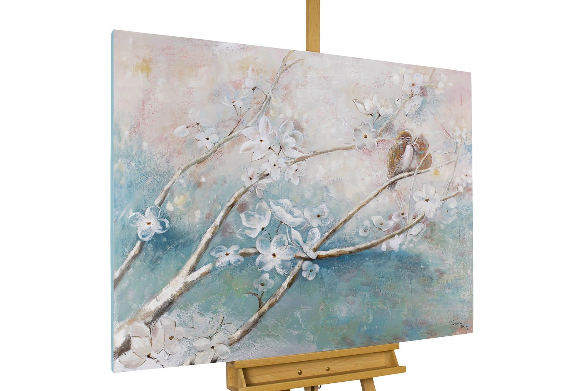 KUNSTLOFT Gemälde Liebe im 120x90 100% HANDGEMALT cm, Wohnzimmer Leinwandbild Frühling Wandbild