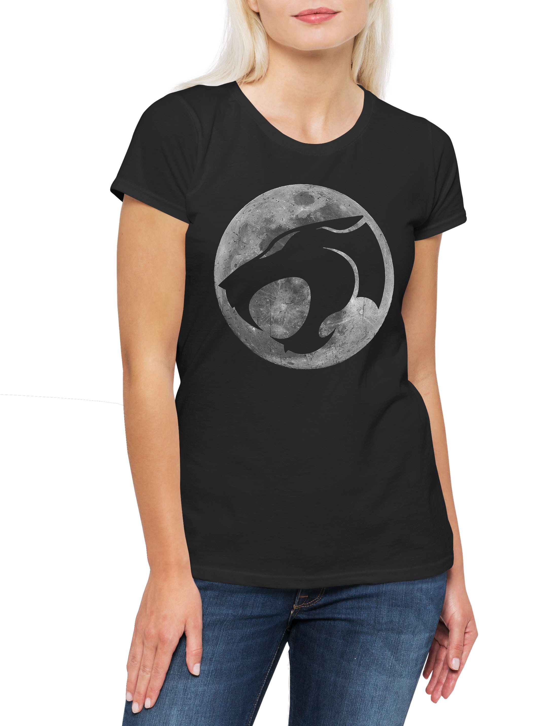 Print-Shirt Sci-Fi Cat Logo Moon Damen T-Shirt Thundera Kult Thundercats Comic