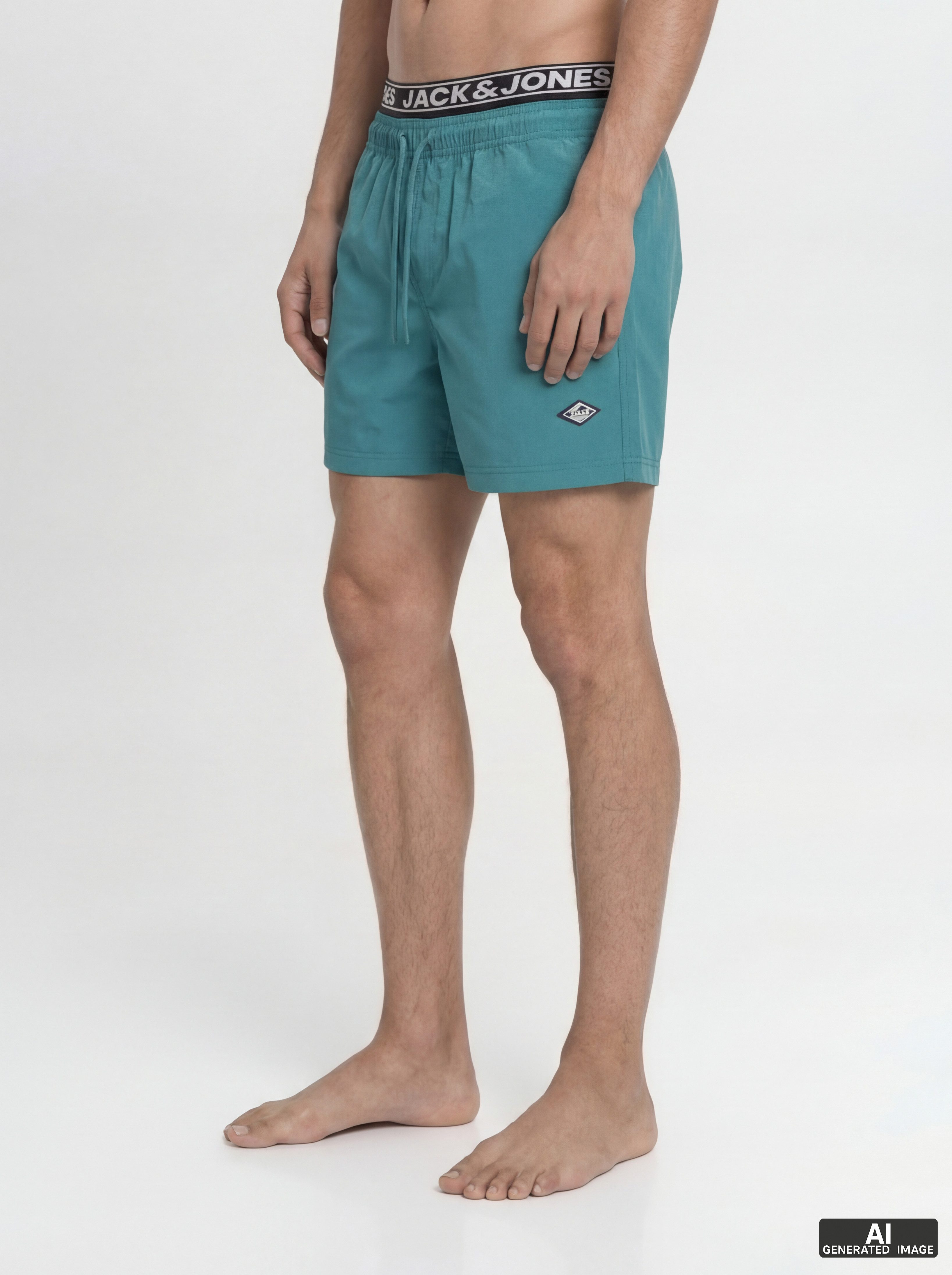 Jack & Jones Badeshorts JPSTMAUI SURF DOUBLE WB SWIM SHORTS Kunstfaser, Elastisches Taillenbund, Logo-Detail