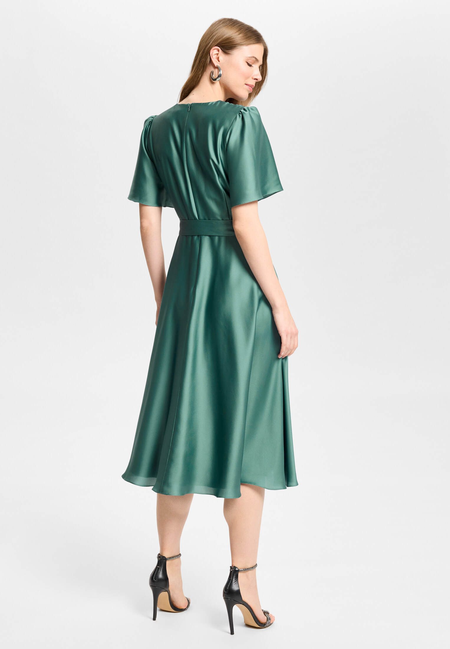 SWING Cocktailkleid - Cocktailkleid aus Satin in Wickel Optik Taillierter Schnitt mit fließendem Rockteil