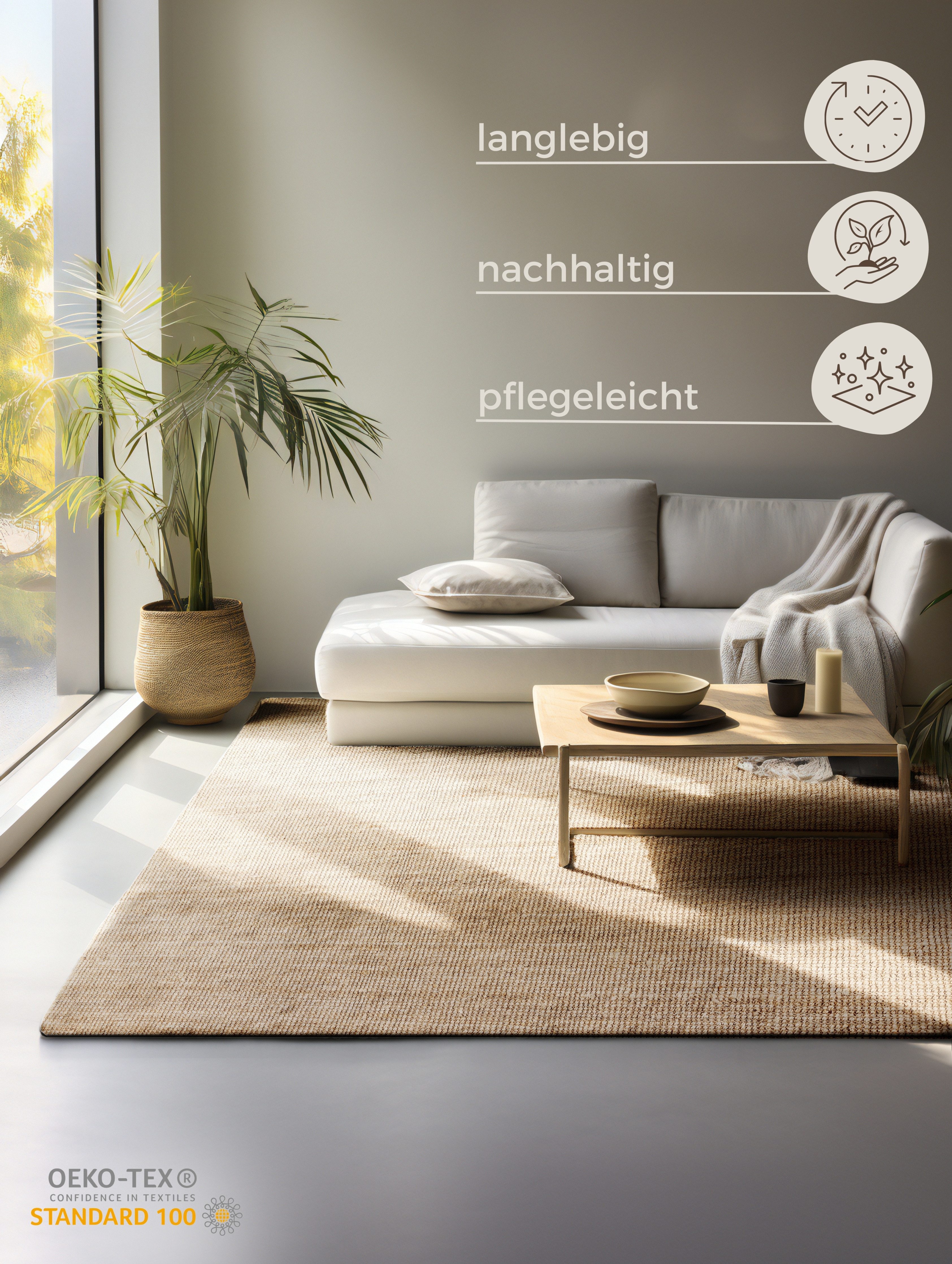 HANSE Home Teppich Jaipur Juteteppich, als Läufer und in Rund, rechteckig, Höhe: 10 mm, 100% Naturfaser, Wohnzimmer, Esszimmer, Schlafzimmer, GRS