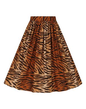 Hell Bunny A-Linien-Rock Tora 50's Skirt Retro Tiger Print Vintage Tellerrock