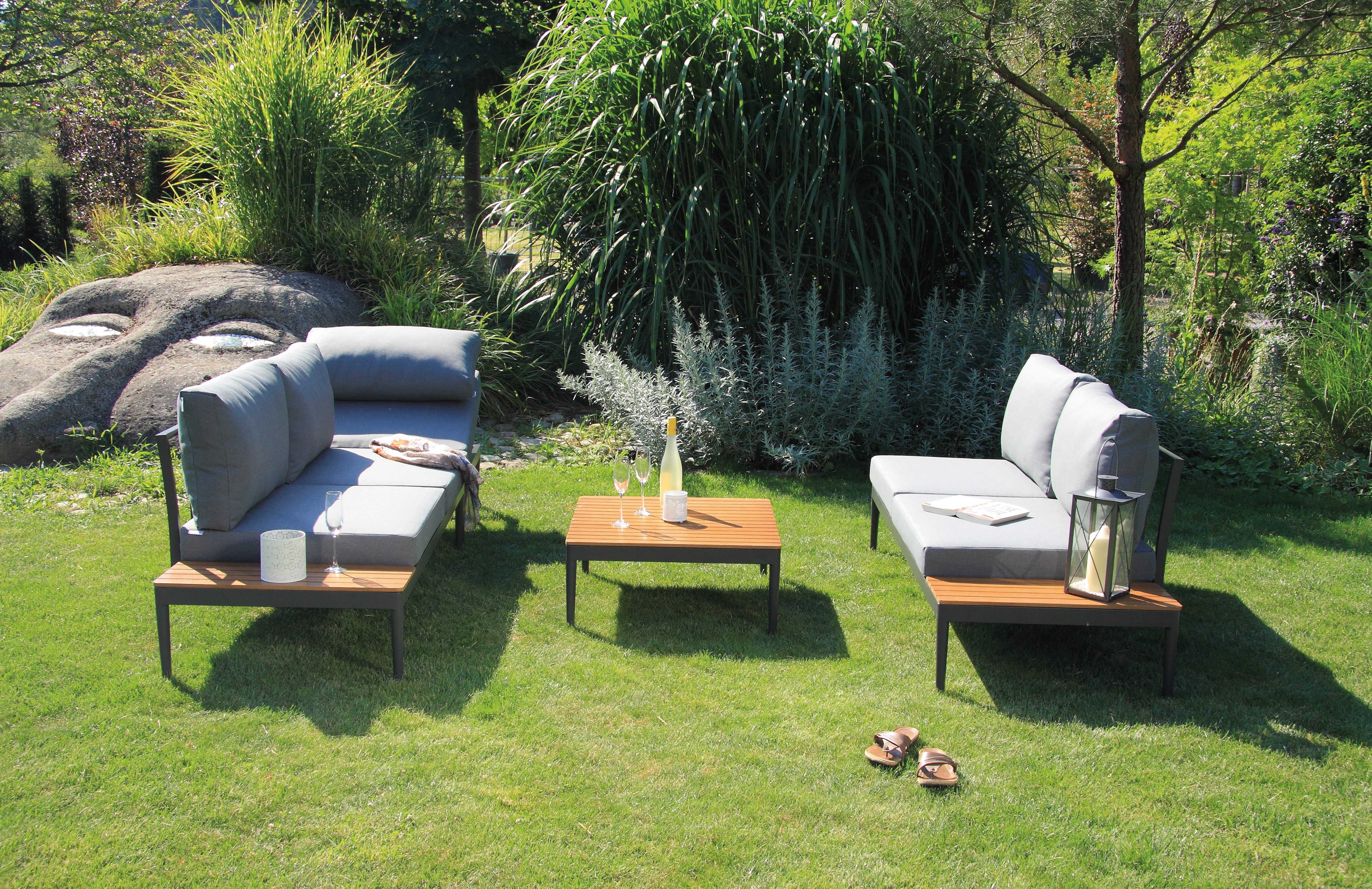 acamp Gartenlounge-Set 4-teilige Sitzgruppe Paros mit Tisch & Eckteil, (Gartenmöbel Set), Gartensofa, Möbelset, Lounge-Set mit Couchtisch