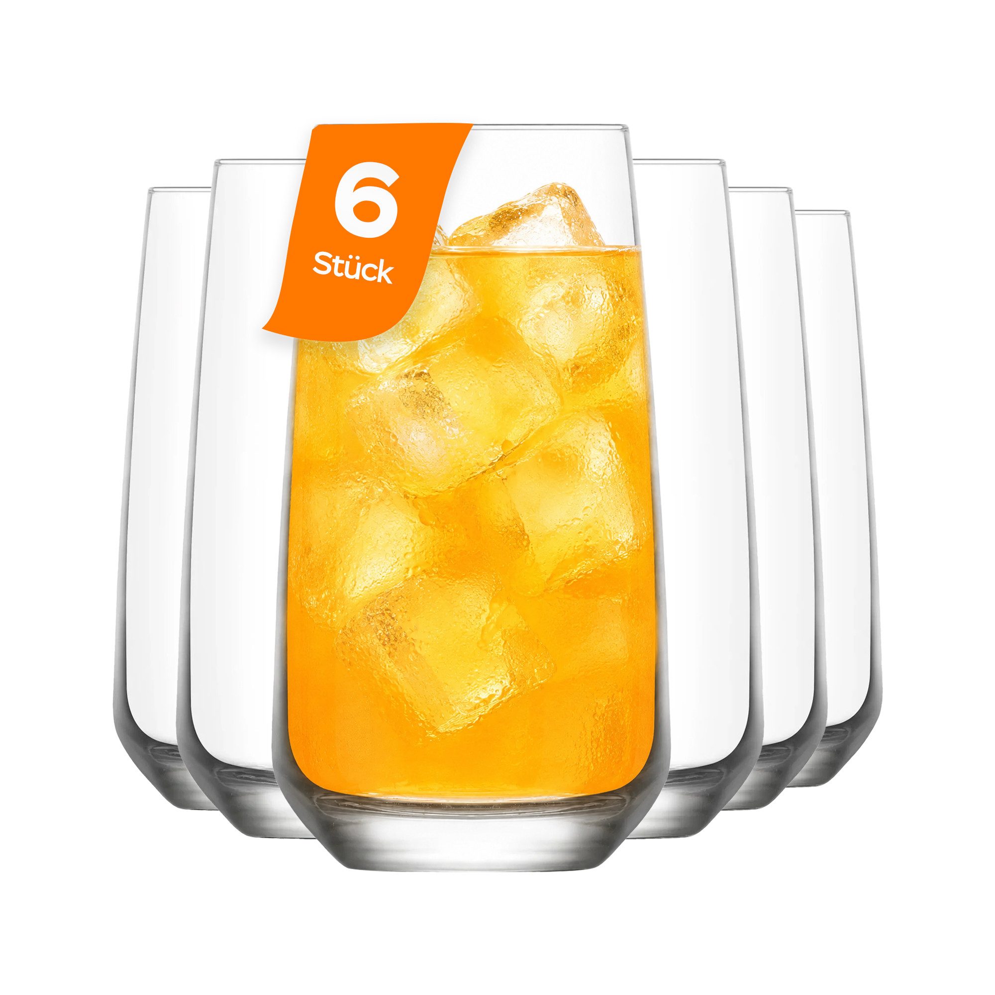 LAV Gläser-Set Lal Longdrinkgläser, 6-tlg., Glas, 6er Set, 480ml, ideal für Longdrinks, Cocktails, Wasser, Säfte