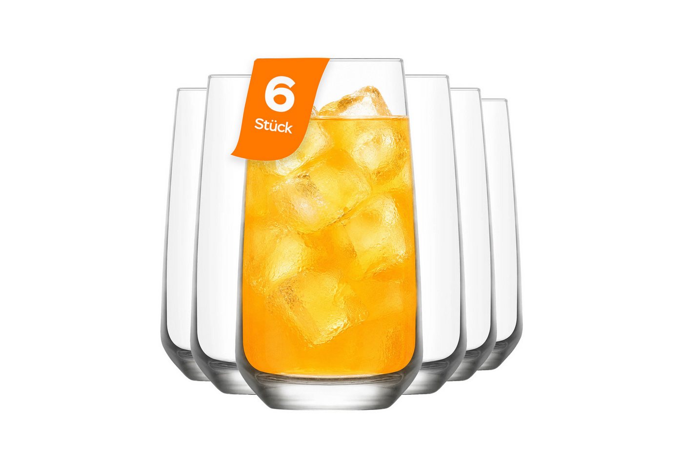 LAV Gläser-Set Lal Longdrinkgläser, 6-tlg., Glas, 6er Set, 480ml, ideal für Longdrinks, Cocktails, Wasser, Säfte