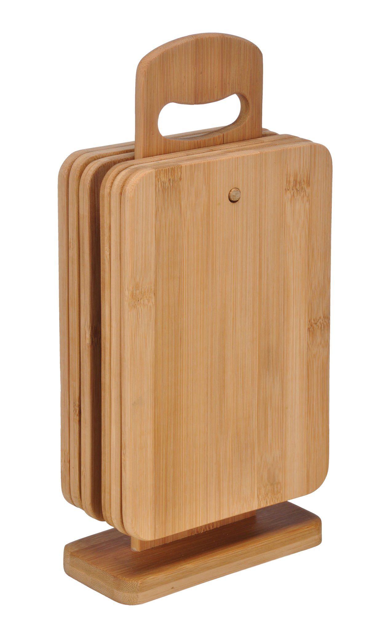 Spetebo Frühstücksbrett Bambus Frühstücks Brettchen mit Ständer, Holz, (Komplettset, 7-St., 6x Brettchen & 1x Ständer), Bambus, Natur