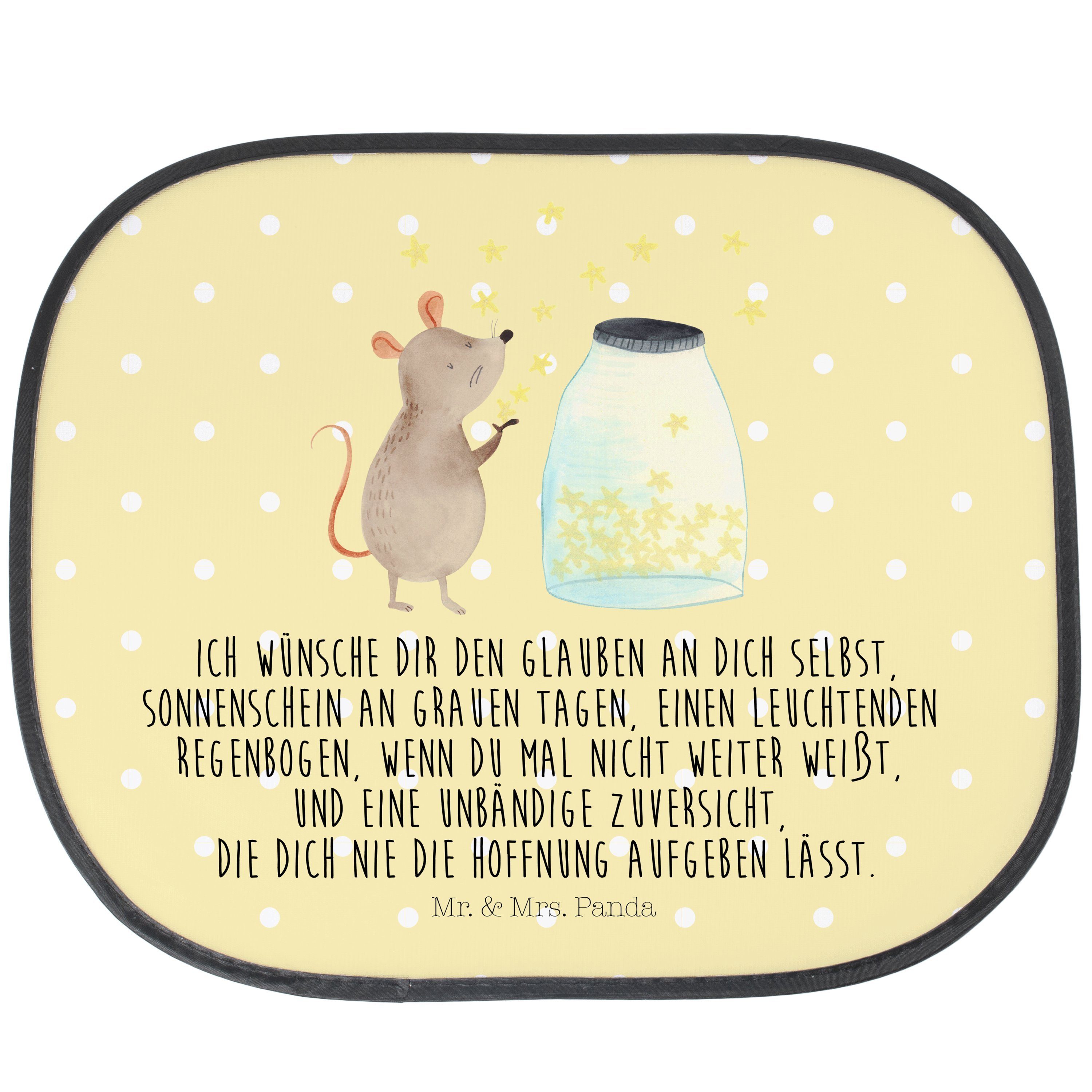 Sonnenschutz Maus Sterne - Gelb Pastell - Geschenk, lustige Sprüche, Träume, Schwa, Mr. & Mrs. Panda, Seidenmatt