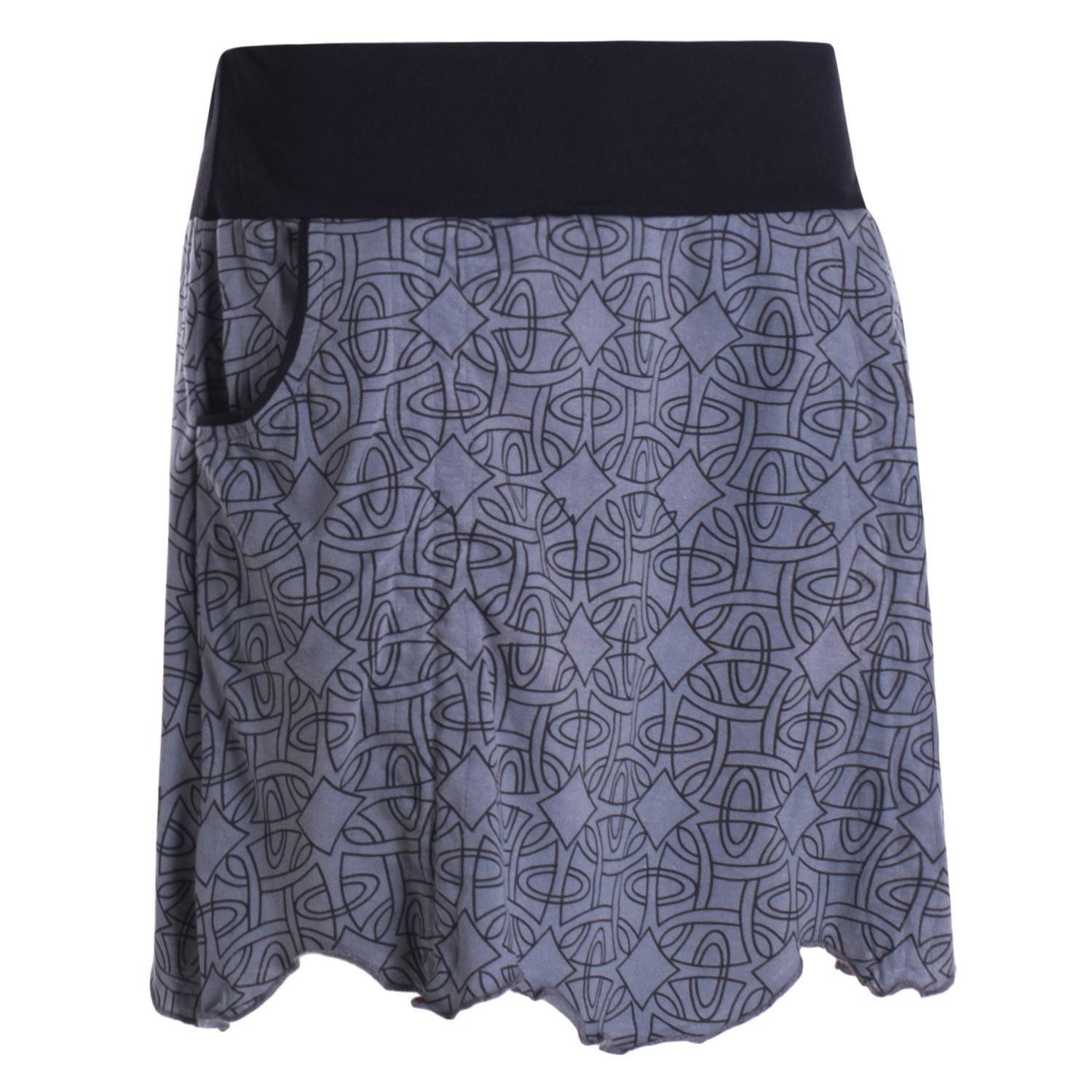 Vishes Minirock Damen Mini-Rock Baumwolle geometrisch elastischer Bund mit Taschen Alternative Bekleidung, Ethno, Hippie, Retro Style