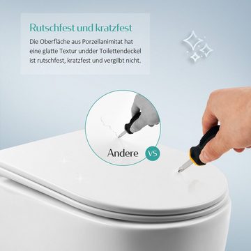 EMKE WC-Sitz Toilettendeckel mit Absenkautomatik D Form Toilettensitz, Quick-Release-Funktion, Antibakterielle Klodeckel Lager 150 kg Weiß