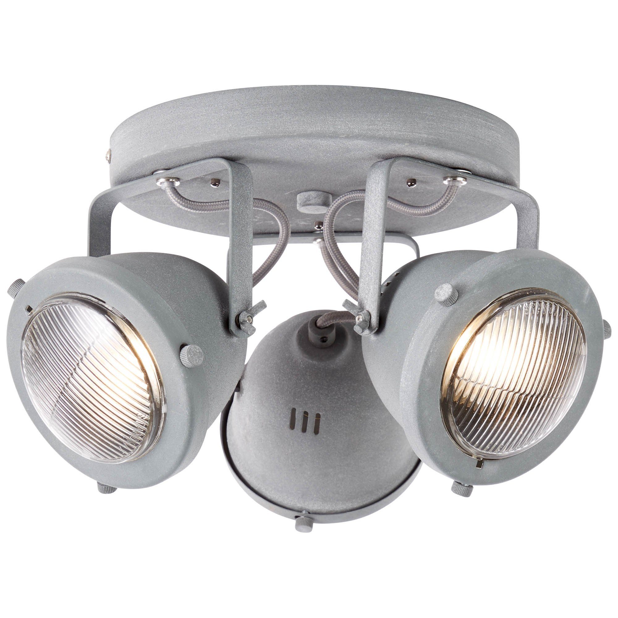 Brilliant Deckenleuchte Carmen, 3000K, Lampe Carmen LED Spotrondell 3flg  grau Beton 3x LED-PAR51, GU10, 5W