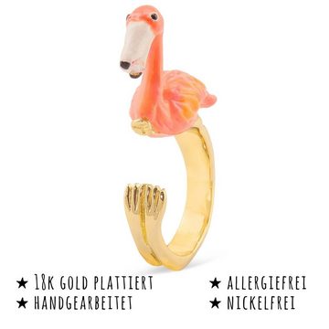 Monkimau Fingerring Flamingo Ring vergoldet (Packung), 18 Karat vergoldet
