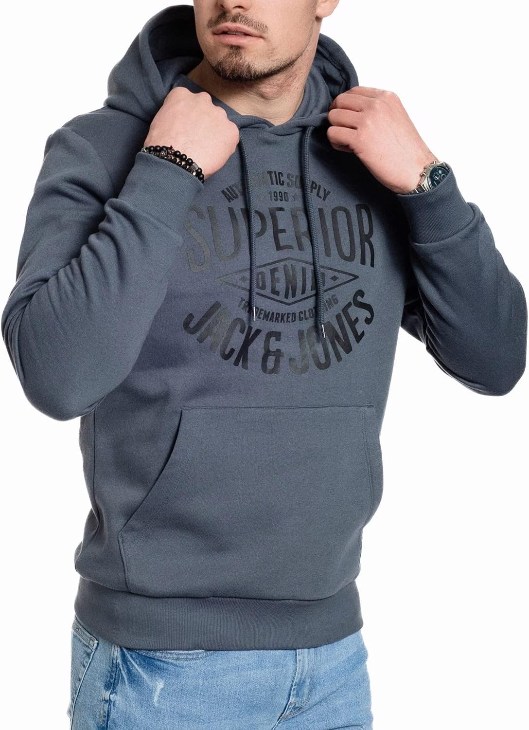 Jack & Jones Hoodie mit Kängurutasche, mit Kapuze, mit Logodruck – Bild 4 von 4