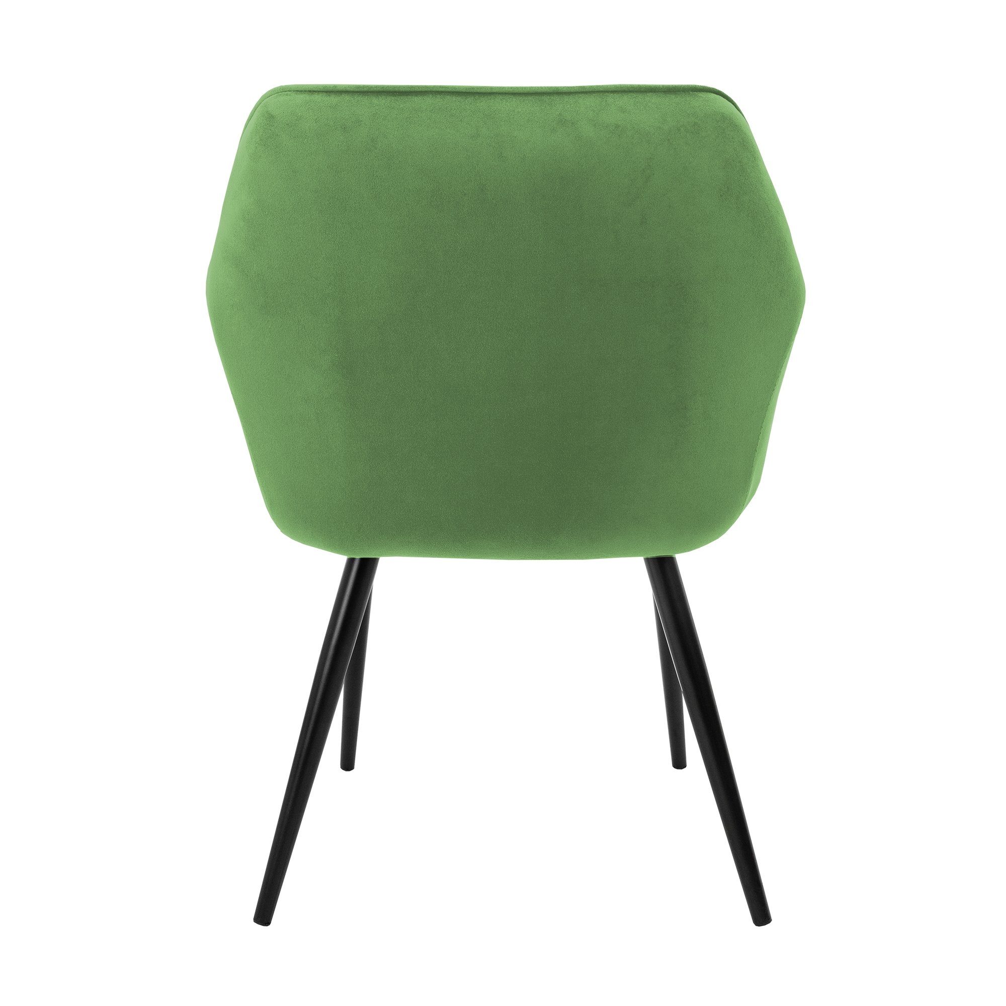 Metallbeinen 4er Ergonomisch Rücken- mit Set 4er Armlehne Stuhl Esszimmerstühle Grün Samtbezug & mit (4er Set Set), ML-DESIGN Grün Samtbezug mit