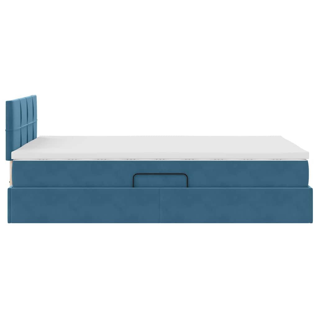 vidaXL Bed with Storage and LED Lighting, Dark Blue, 120 x 200 cm, Velvet (1-piece)