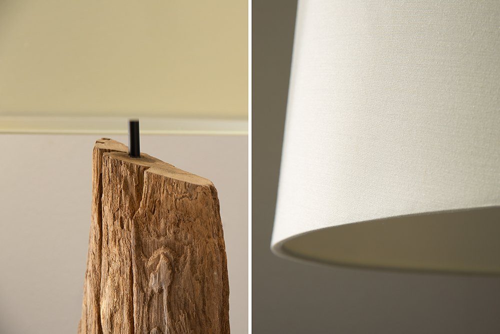 riess-ambiente Stehlampe BARRACUDA 177cm mit Industrial Wohnzimmer weiß, ohne / Design Leuchtmittel, · natur, natur · Massivholz · weiß Lampenschirm