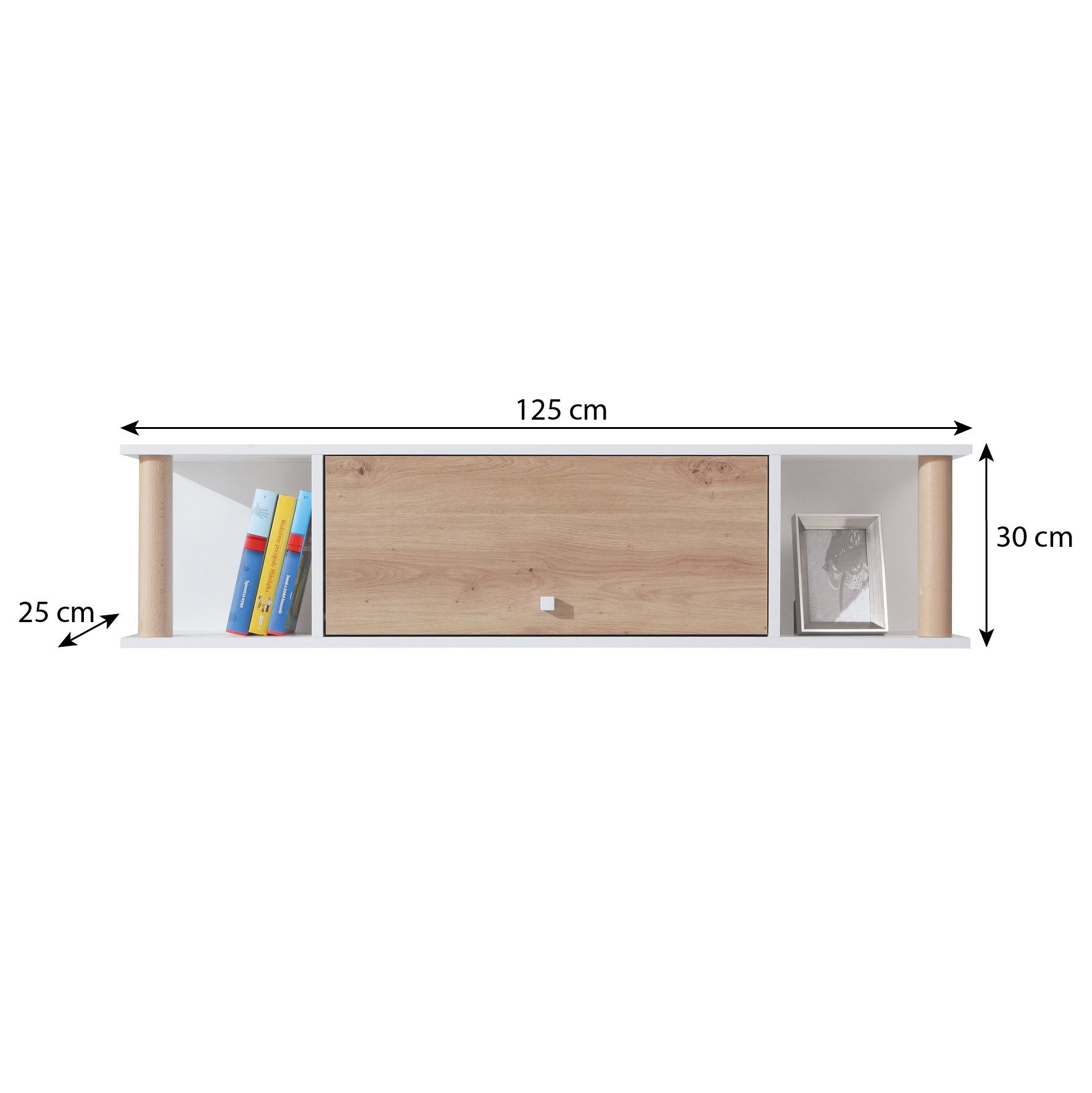 Beautysofa Hängeregal FIGO mit 1 Tür und 2 offenen, Modernes Kinderzimmer Regal, Breite: 125 cm