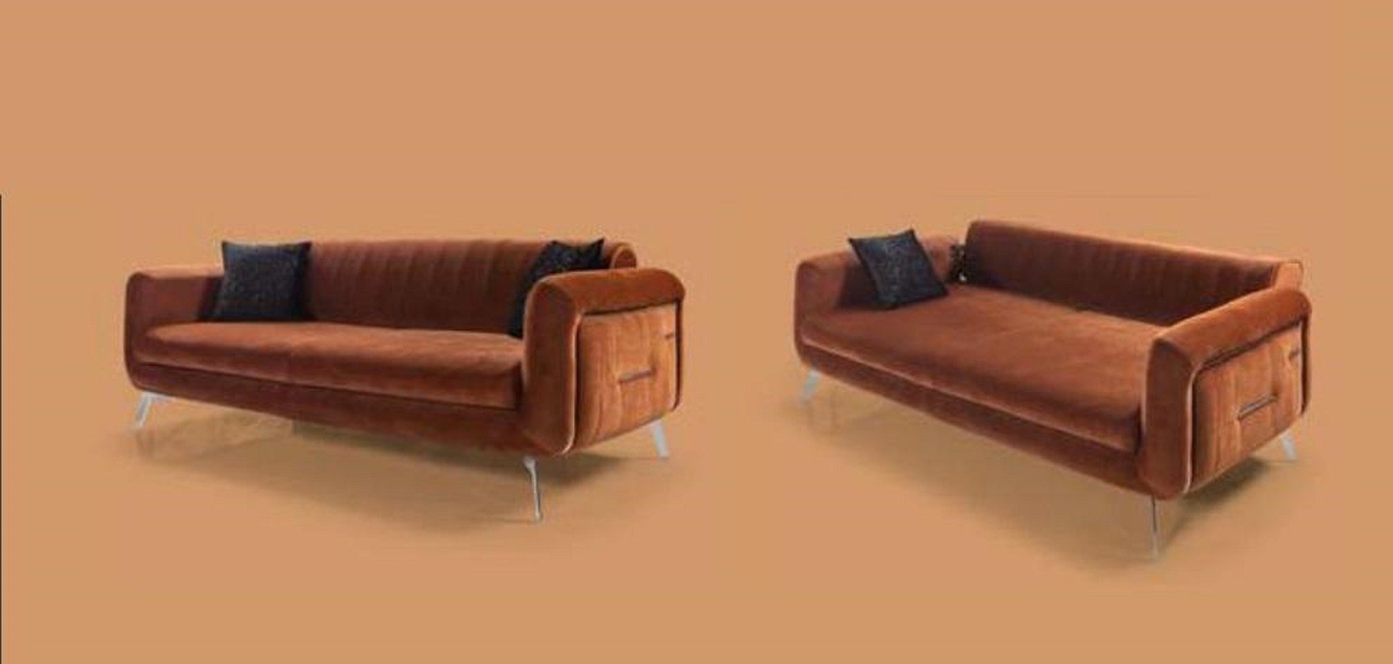 3 Made Sofa JVmoebel 3+3+1 in Teile, Braun Sofas, Garnitur Sessel Luxus Set Sofagarnitur Europe 3tlg Sitzer