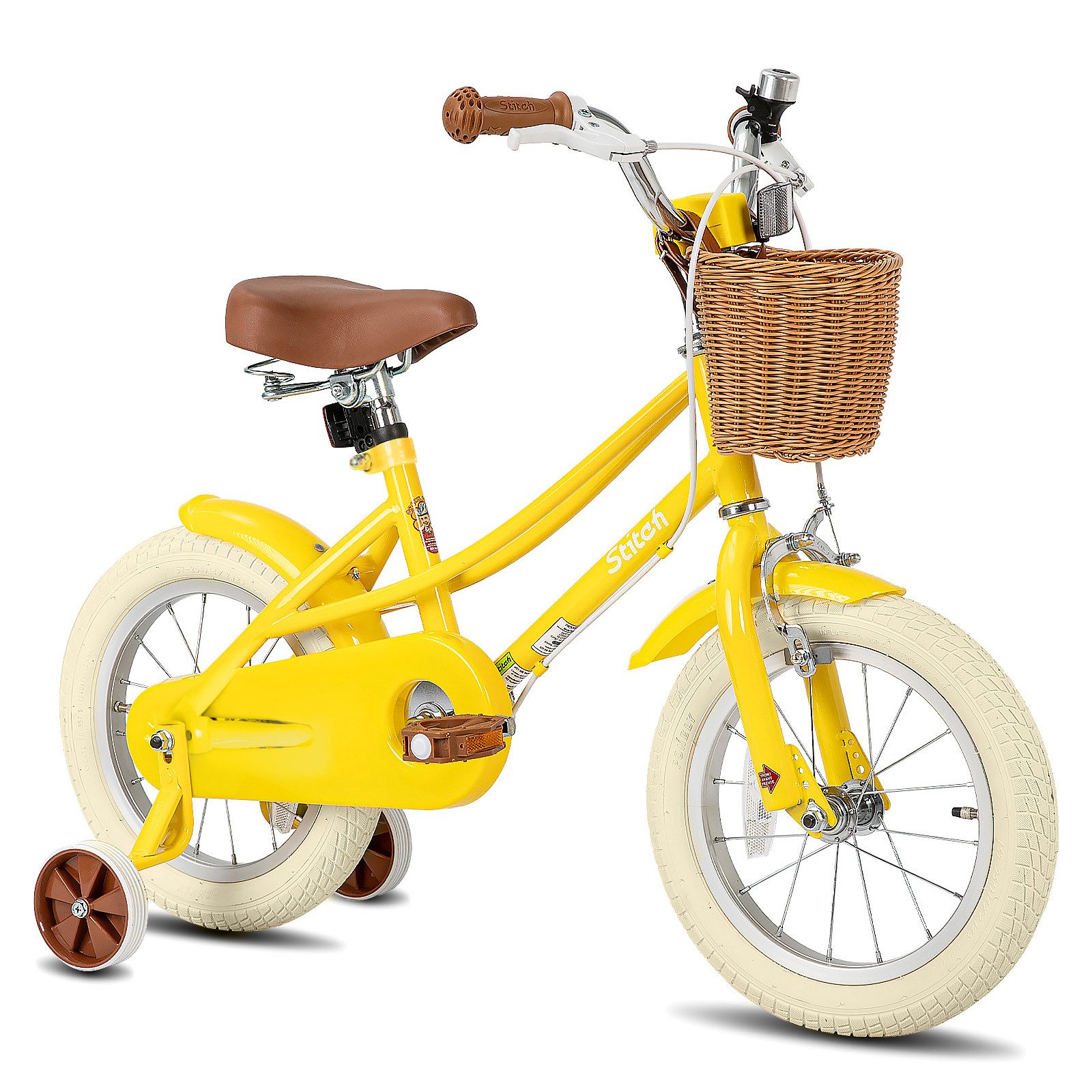 JOYSTAR Kinderfahrrad Kinderfahrrad 12‑20 Zoll Retro Fahrrad mit Korb&Stützrädern 2‑13 Jahre, 12" 14" 16" Zoll mit Stützrädern & Korb, Kotflügel 20 Zoll mit Ständer