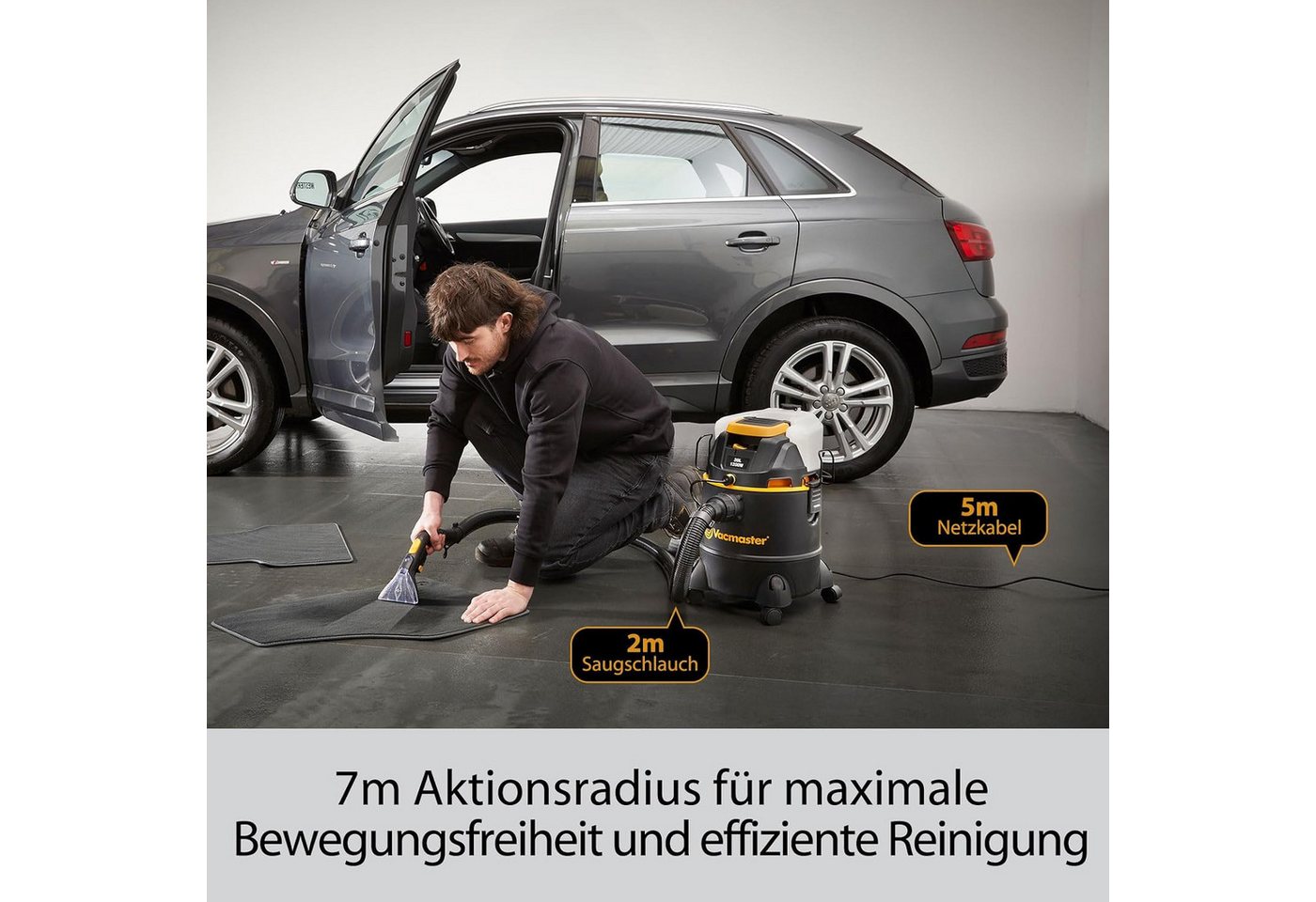 Vacmaster Teppichreinigungsgerät 3-in-1 Waschsauger Nass-Trockensauger & Teppichreinigungsmaschine, 1200 W, mit Dual-Tank, Sprühex-Bodenreiniger für Hartböden, Teppiche & Polster