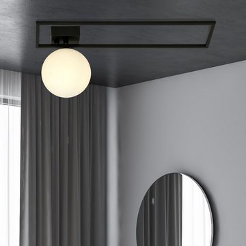 Licht-Erlebnisse Deckenleuchte EINAR, ohne Leuchtmittel, Metall Glas E14 Schwarz Weiß Kugelschirm Modern