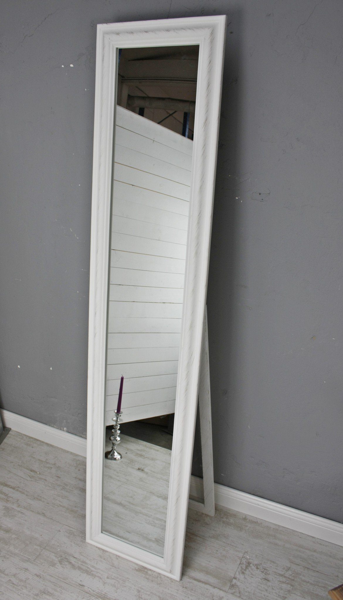 Spiegel: 180cm, Landhausstil weiß elbmöbel weis Klassischer Standspiegel 180x40x7 Standspiegel weiß schlicht Standspiegel