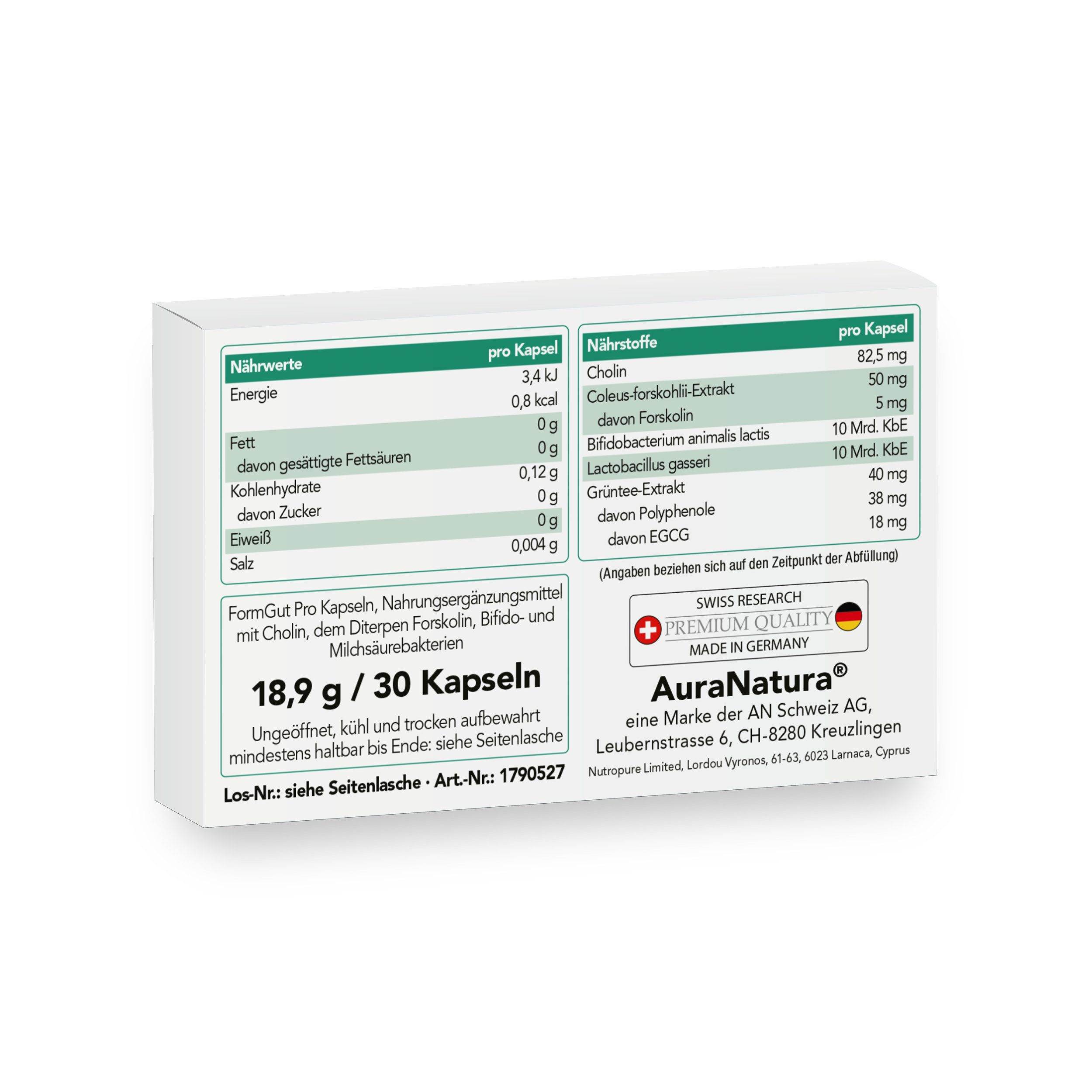 Aura Natura Aura Natura® FormGut Pro - Cholin, Probiotika & Pflanzenextrakte Kapseln, 1 er