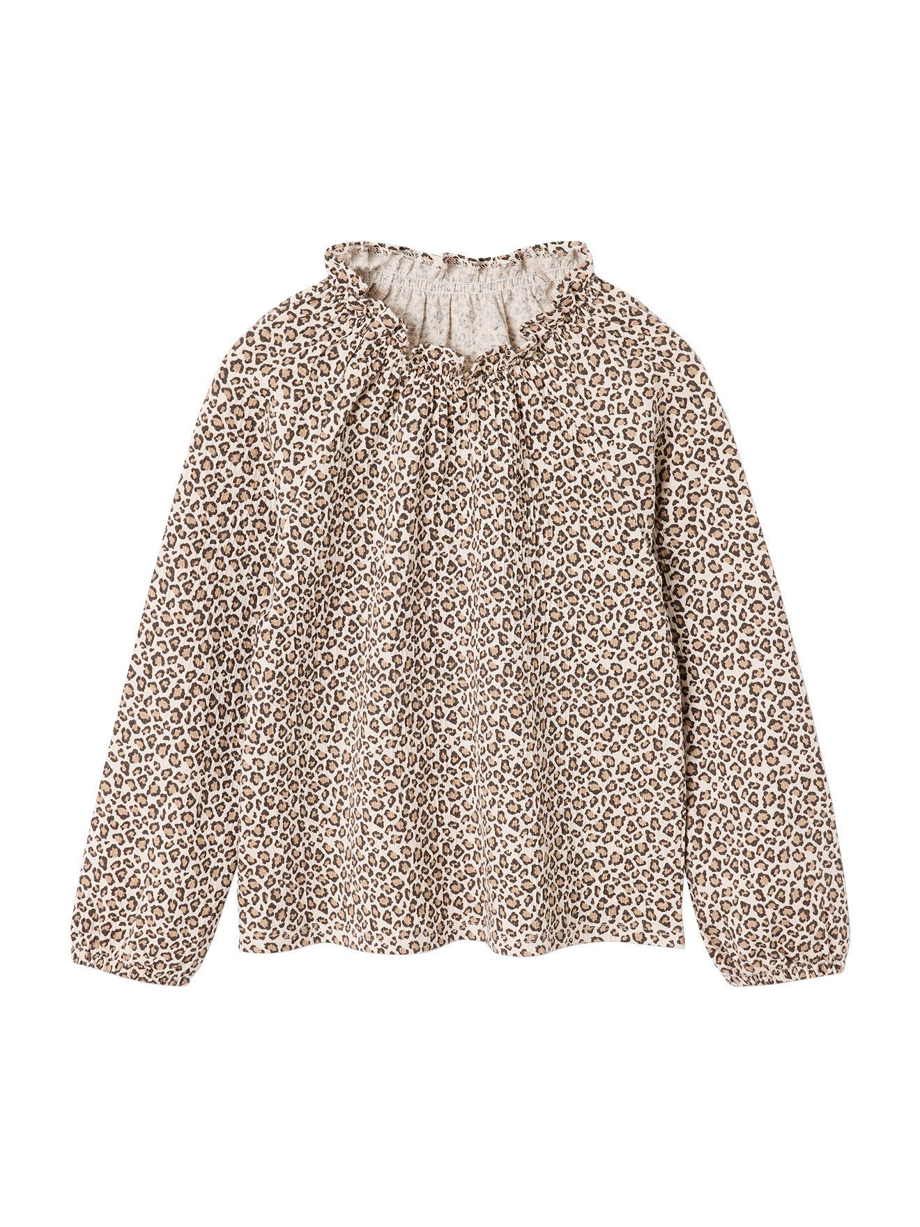 vertbaudet Langarmshirt Mädchen Blusenshirt mit Rüschenkragen