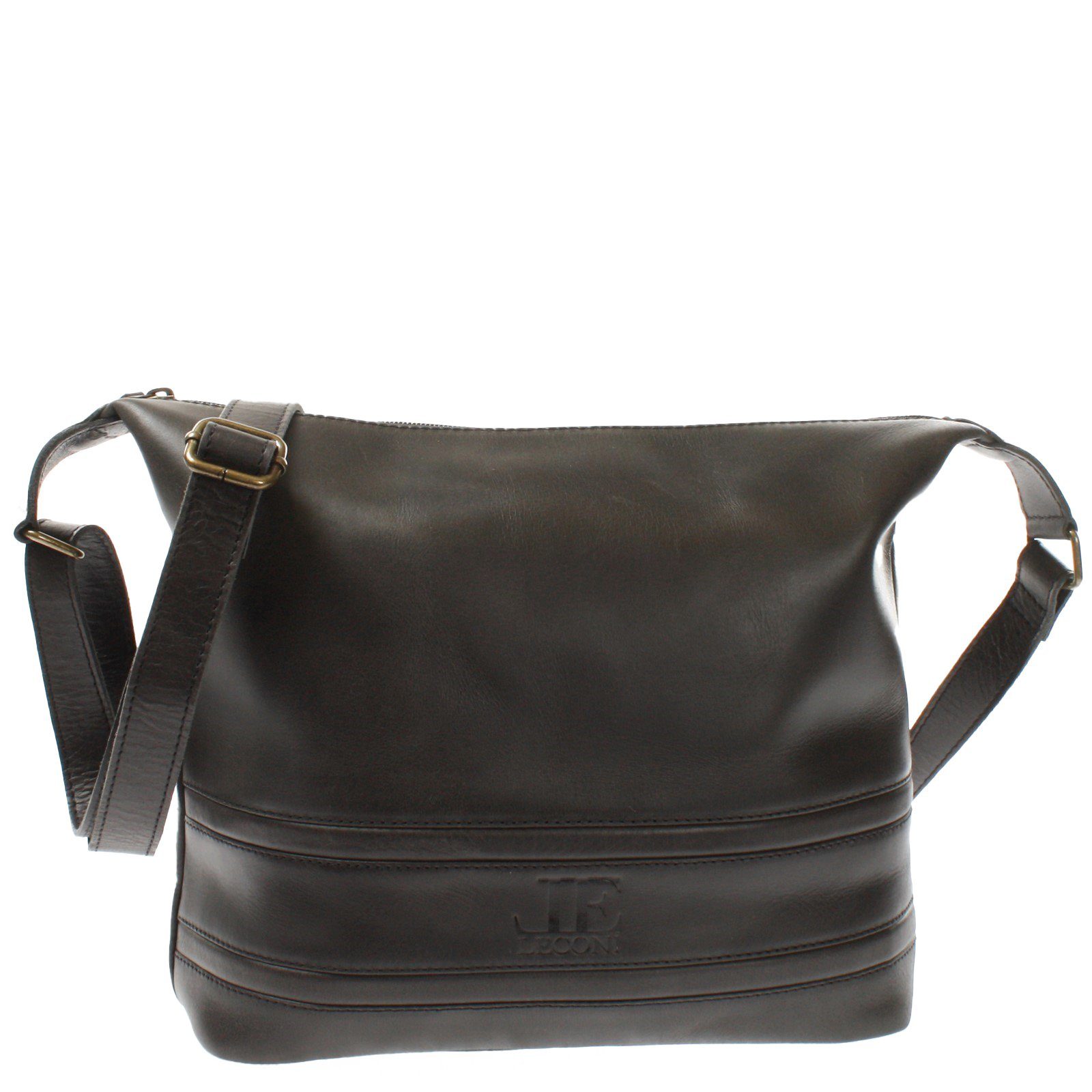 LECONI Umhängetasche Handtasche Beuteltasche Ledertasche Shopper Damentasche Leder LE0064, Echtleder – verstellbarer Schulterriemen – 33×28×10 cm