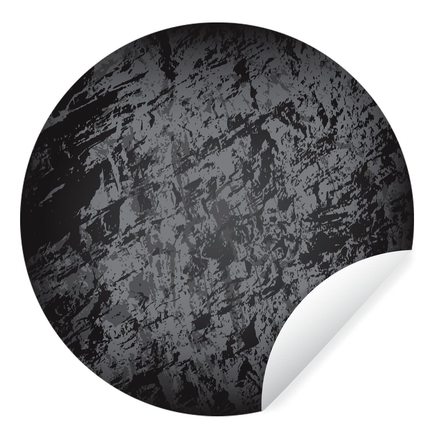 MuchoWow Wandsticker Eine Illustration der Struktur eines schwarzen Felsens (1 St), Tapetenkreis für Kinderzimmer, Tapetenaufkleber, Rund, Wohnzimmer
