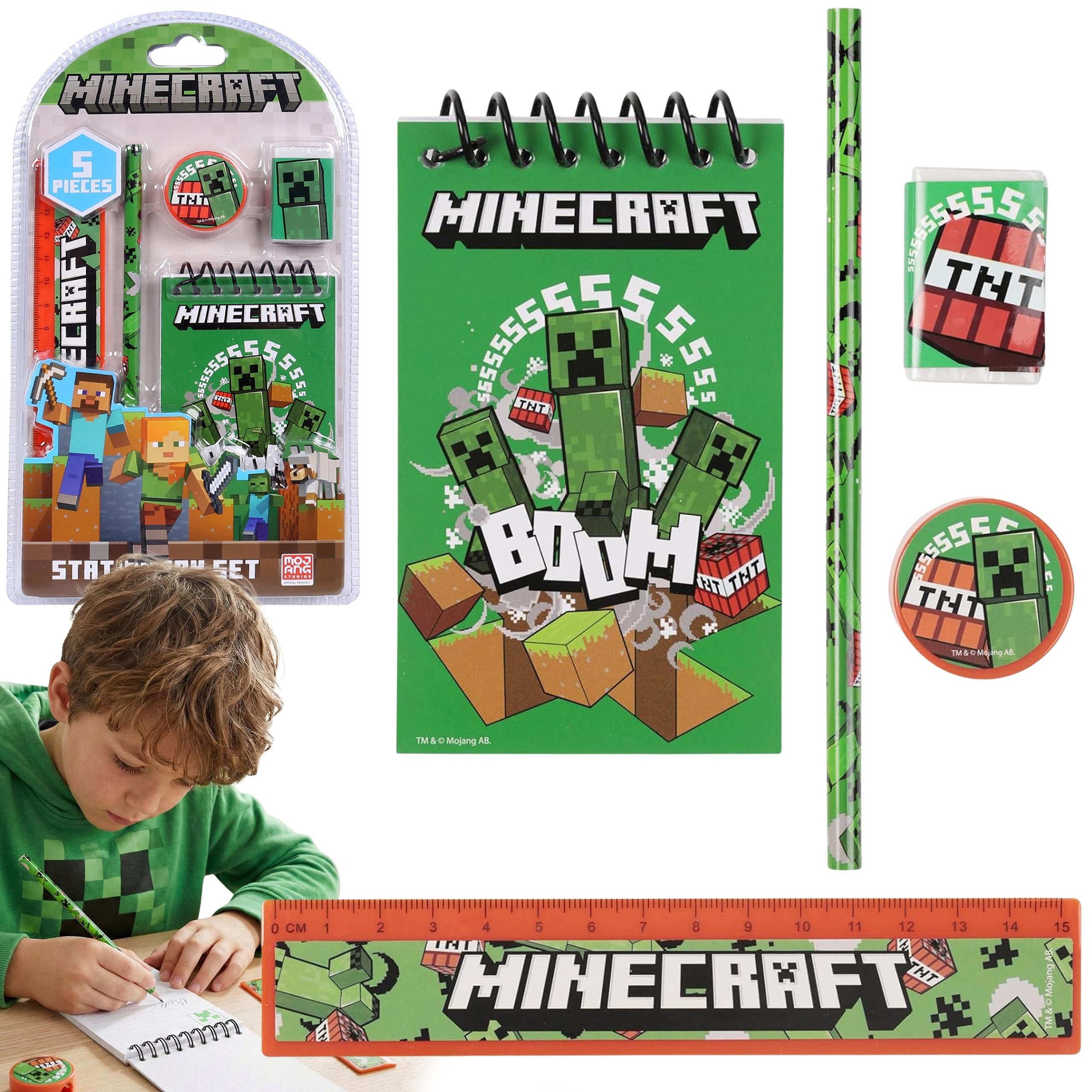 Sarcia.eu Notizbuch Minecraft Schulset für Jungen, Schulbedarf für Fans, 5-teilig