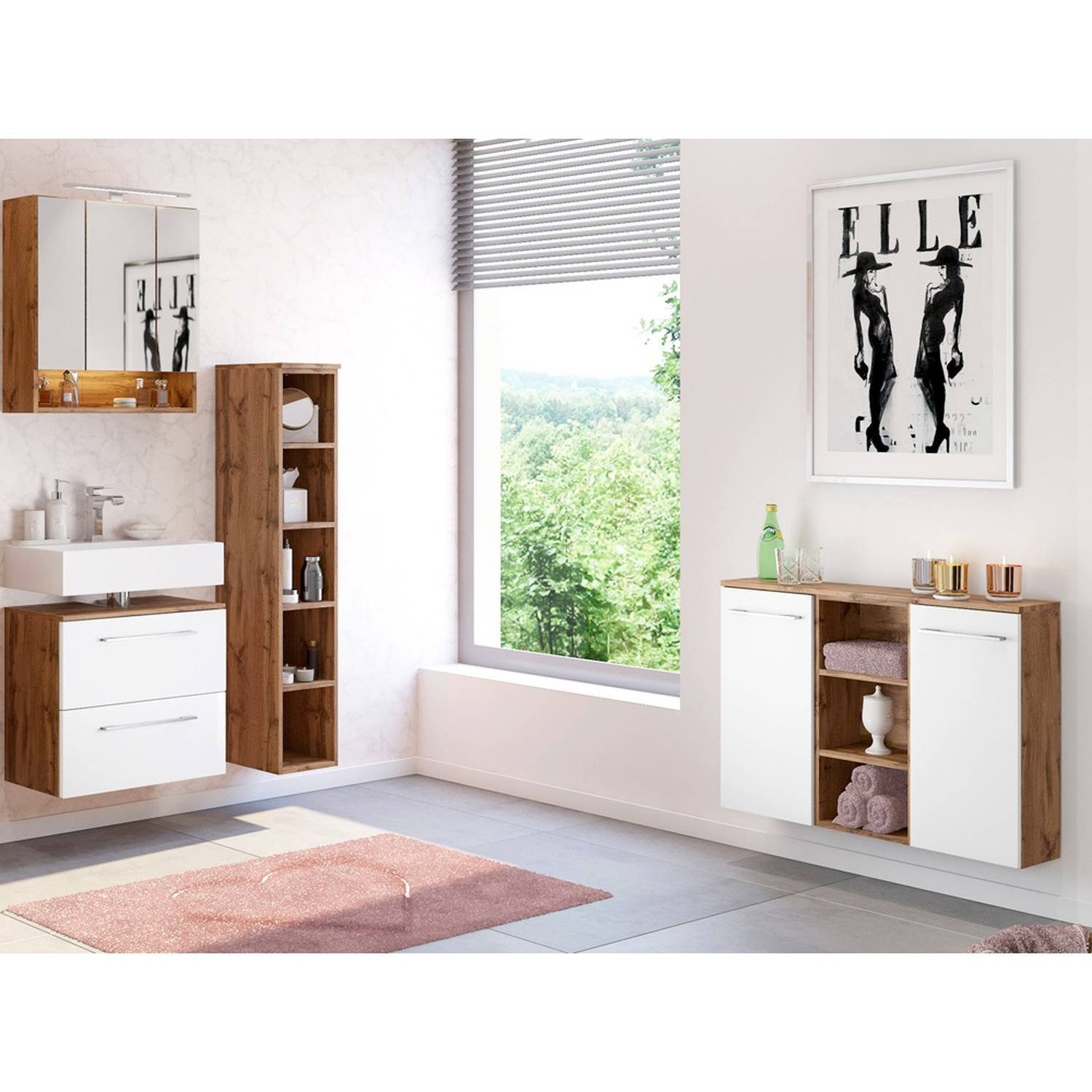 Lomadox Badmöbel-Set »LOUNY-03«, (Spar-Set, 6-tlg), Kombination in