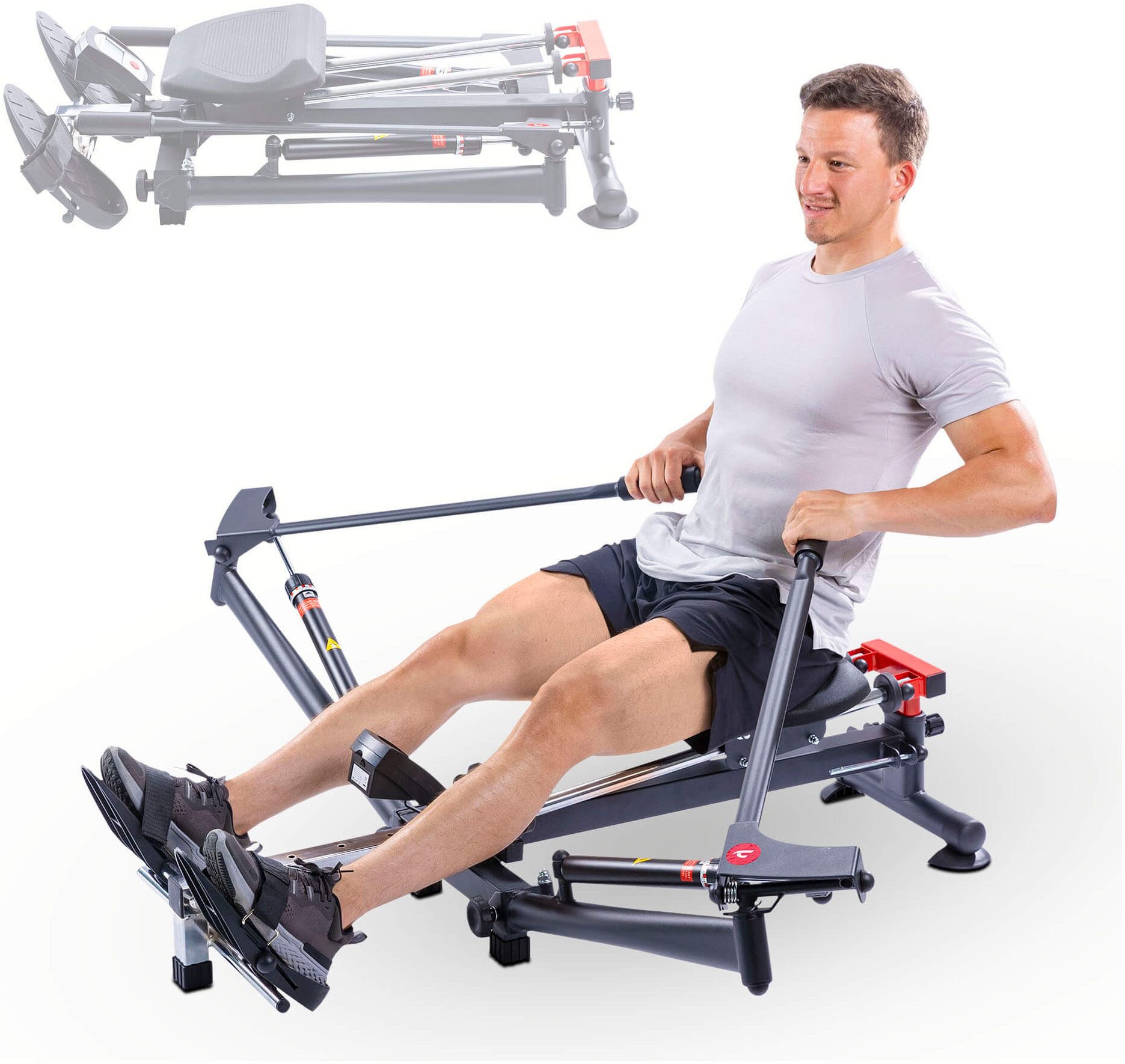 Christopeit Sport® Rudergerät Accord NEU (120 kg max. Benutzergewicht, Sport), Rudermaschine, Hydraulikzylinder, klappbar