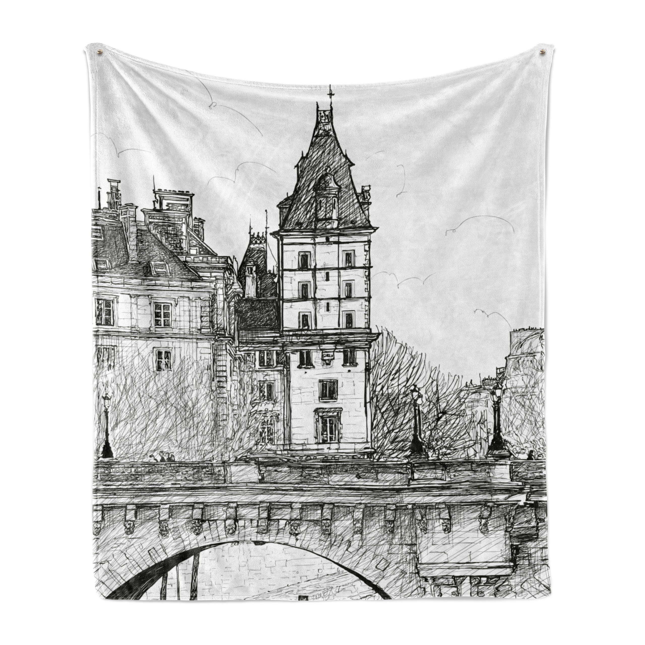 Wohndecke Gemütlicher Plüsch für den Innen- und Außenbereich, Abakuhaus, Paris Ansicht von Pont Neuf | Wohndecken