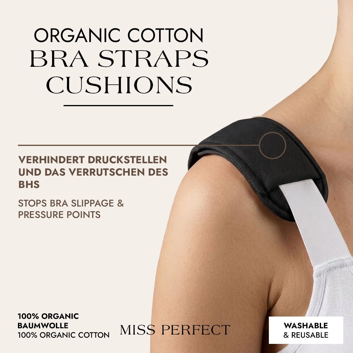 Miss Perfect BH-Träger 40011-14, Organic Cotton Bra Strap Cushions – Bio-Baumwoll-Trägerpolster – Bild 2 von 4