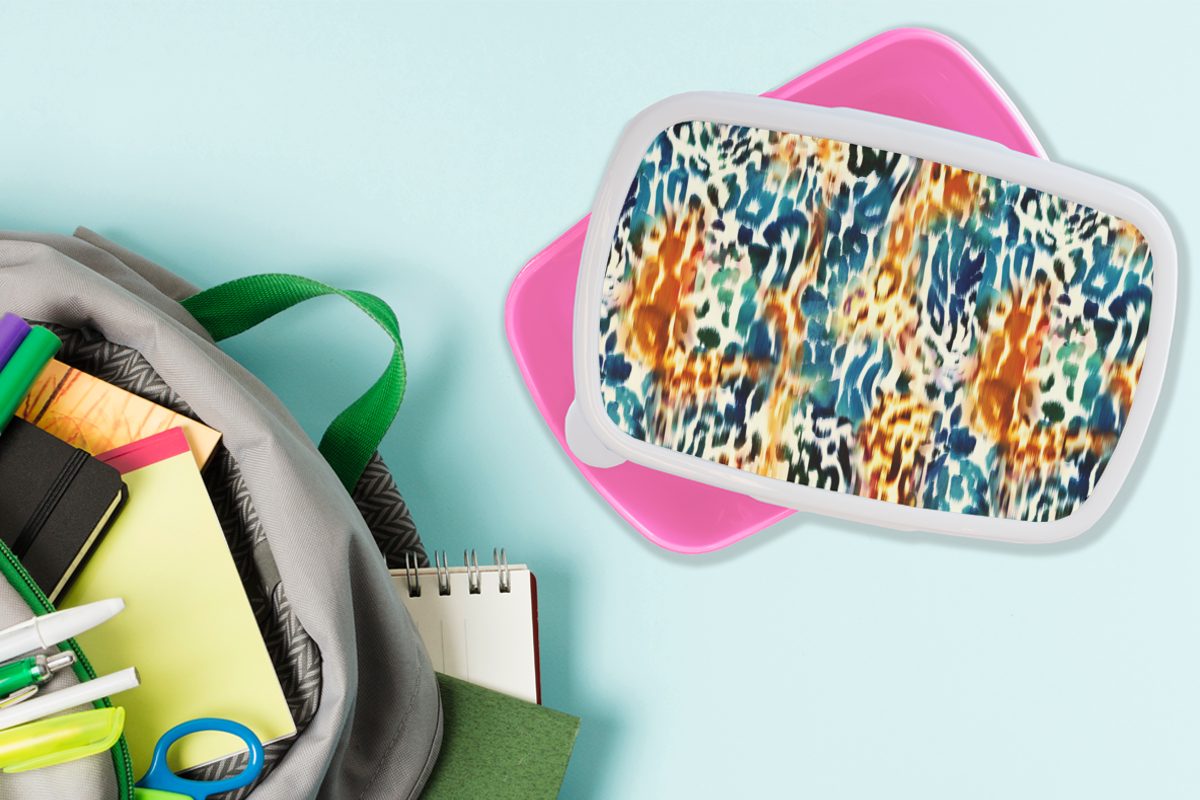 MuchoWow Lunchbox Orange - - Snackbox, Mädchen, rosa Tiermuster Brotbox (2-tlg), Kunststoff für - Kunststoff, Muster, Erwachsene, Blau Brotdose Kinder