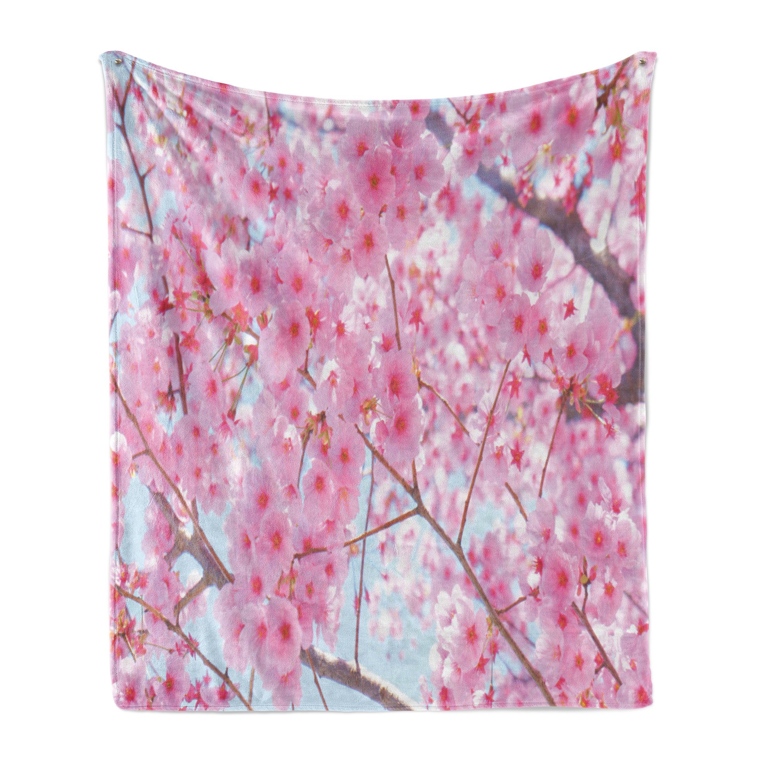 Wohndecke Gemütlicher Plüsch für den Innen- und Außenbereich, Abakuhaus, Blumen Japanische Sakura Blumen